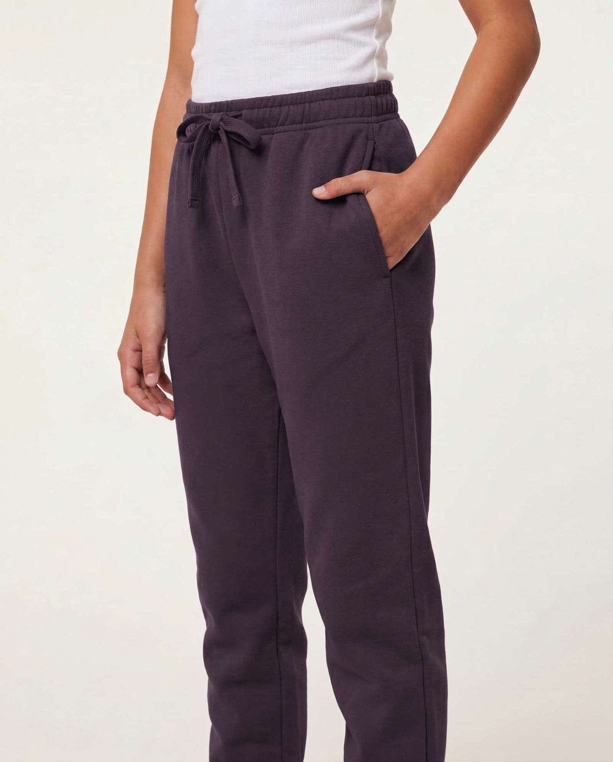 Real Essentials 3 Pack Girls' Cotton Fleece Joggers Sweatpants Kids Teens Pants Sweats - Solid Black, Solid Plum Perfect, Solid Lantana