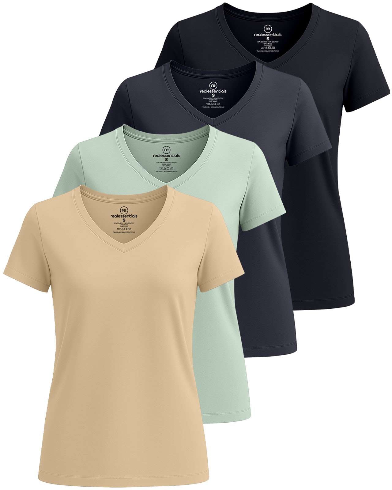 4 Pack: Women's Short-Sleeve V-Neck T-Shirt (Available in Plus Size)