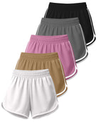 Real Essentials 5 Pack Women's Dry Fit Dolphin Shorts Athletic Running Workout Gym Hiking - Set 2