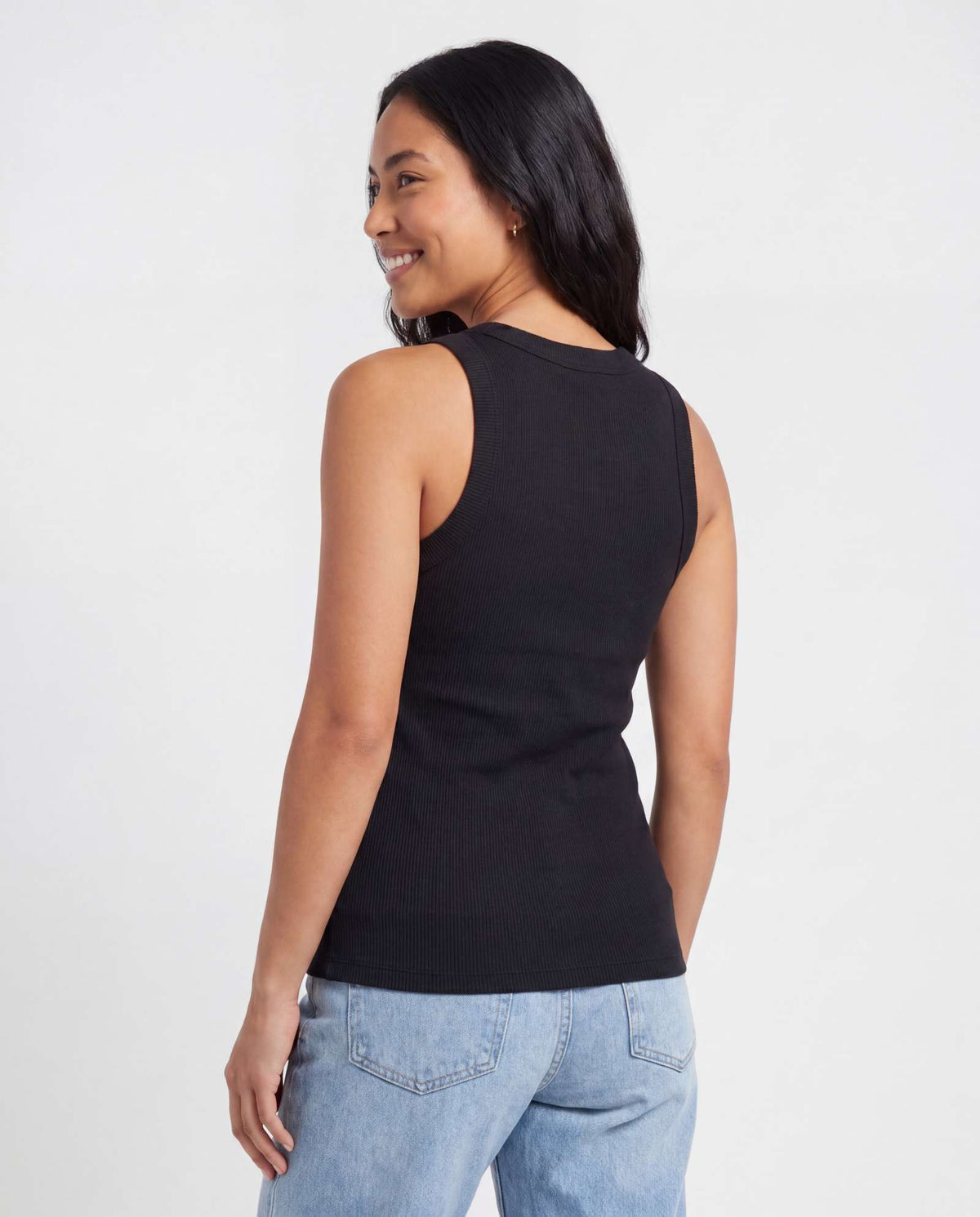 Real Essentials 3 Pack Women's Cotton Ribbed Tank Tops Sleeveless Crew Neck Basic Layering - Solid Black, Grey Heather, Solid Bright White