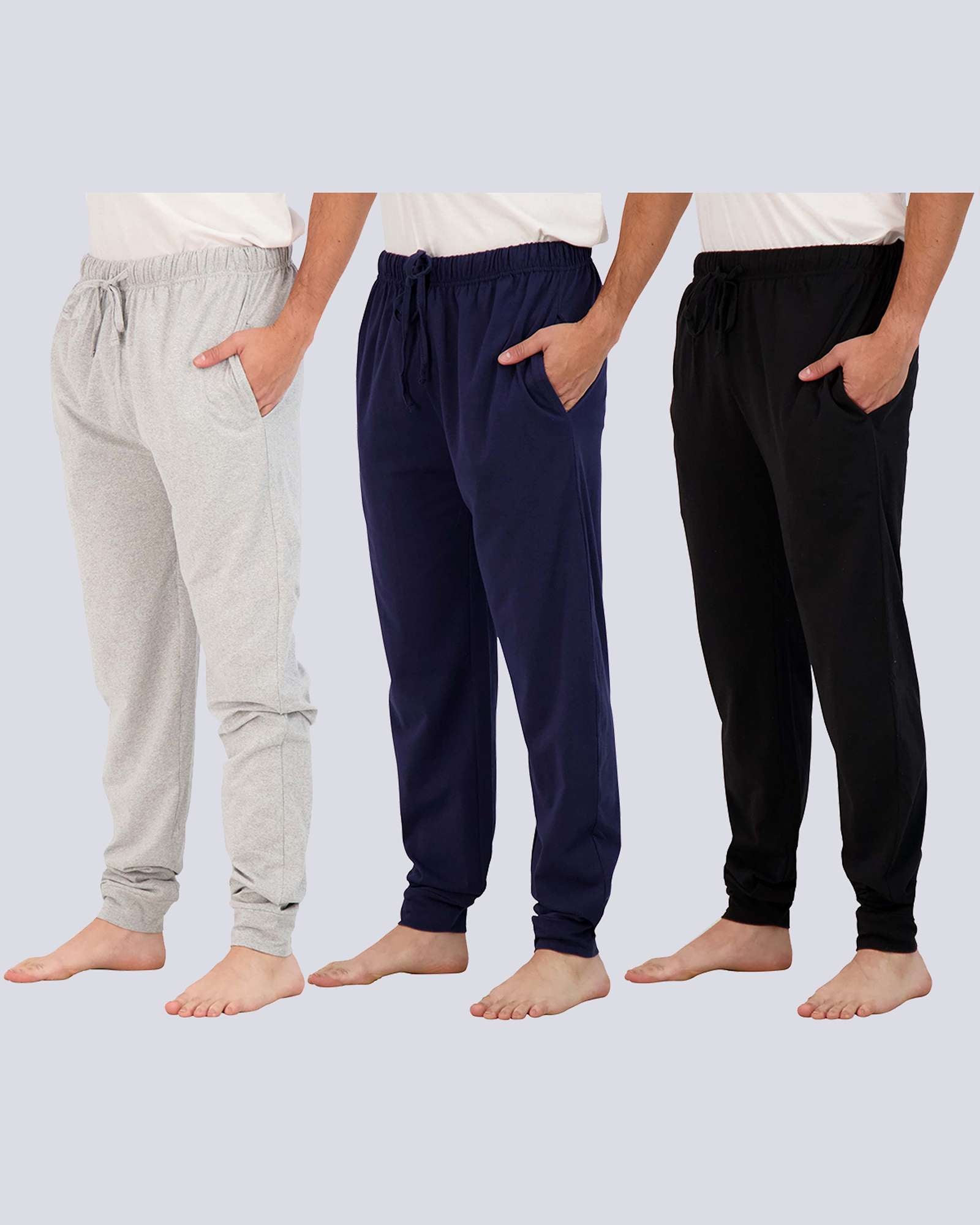 3 Pack: Mens Cotton Sleep Lounge Joggers