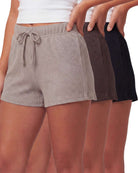 Real Essentials 3 Pack Women's Cotton Pajama Shorts Lounge Sleep Comfy Cute Casual Knit PJ - Solid Black, Solid Burgundy, Solid Navy Blazer, Solid Dawn Blue