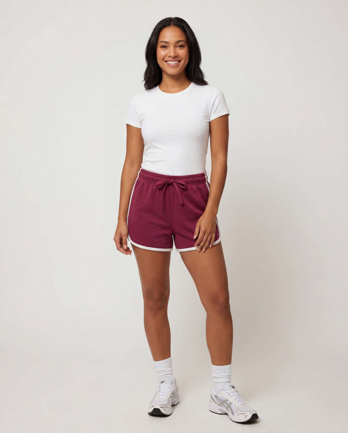 Real Essentials 4 Pack Women's Fleece Dolphin Shorts Lounge Sweatshorts Comfy Sleep Pajama - Solid Black, Solid Burgundy, Grey Heather