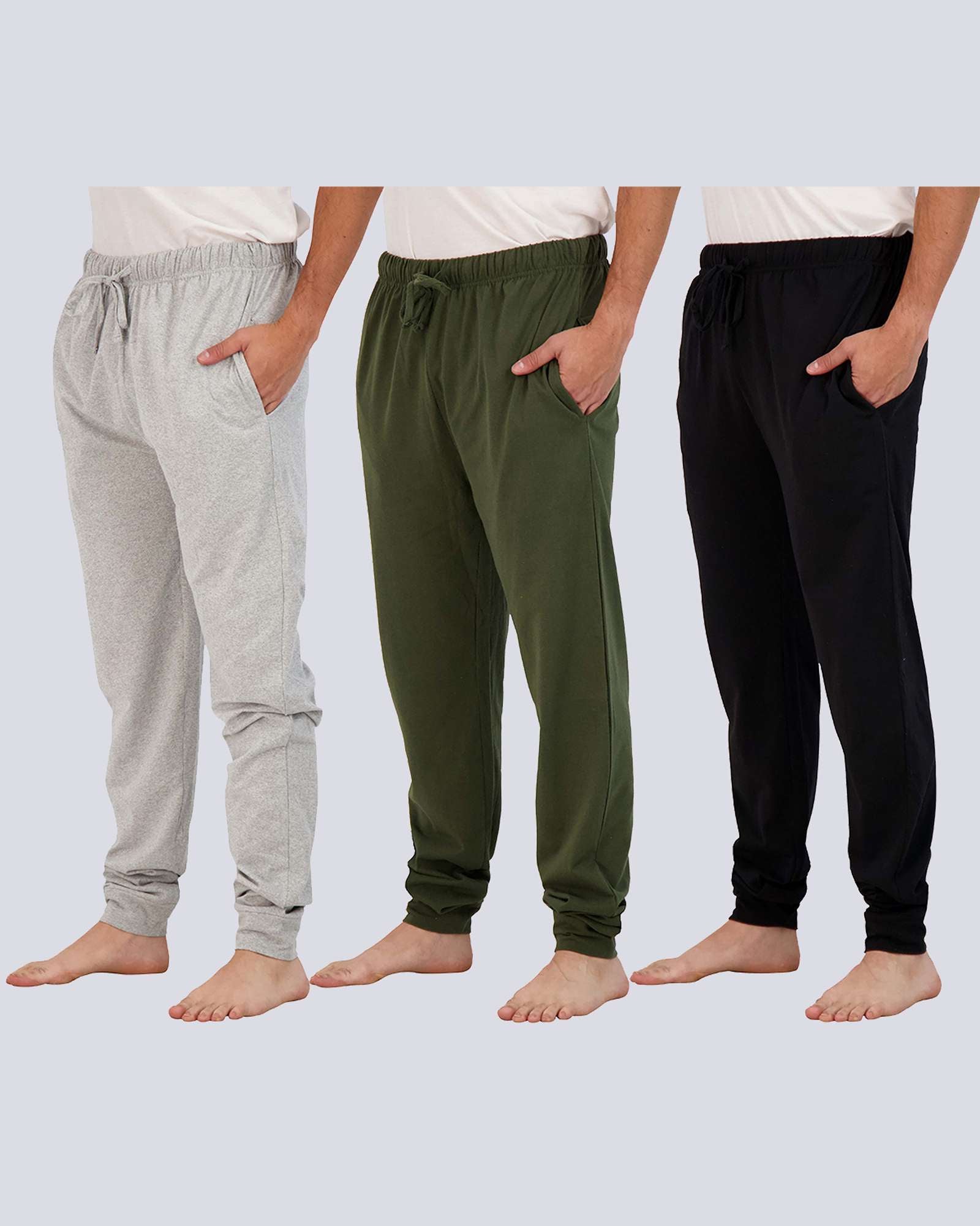 3 Pack: Mens Cotton Sleep Lounge Joggers