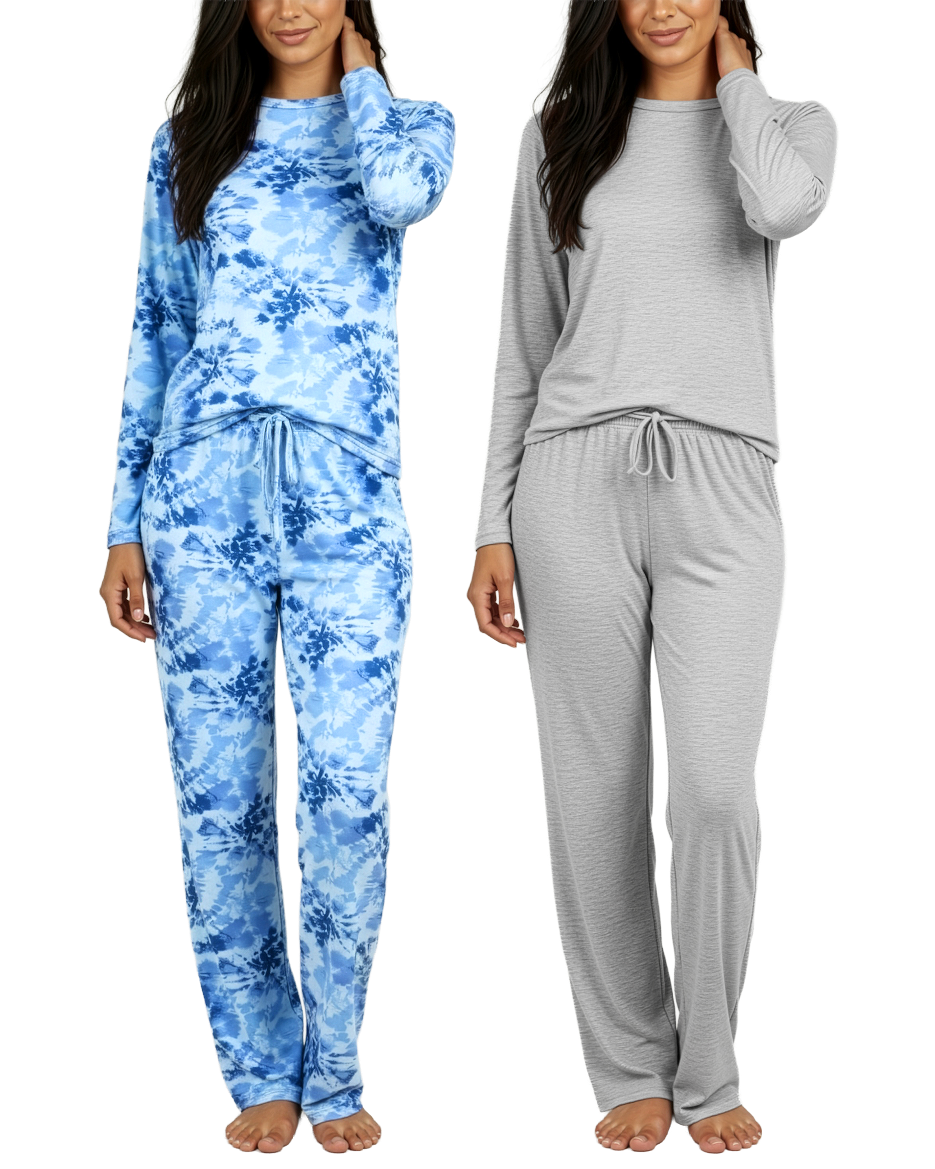 2 Pack: Women’s Pajama Set Super-Soft Short Sleeve V-Neck Top With Pants (Available in Plus Size)