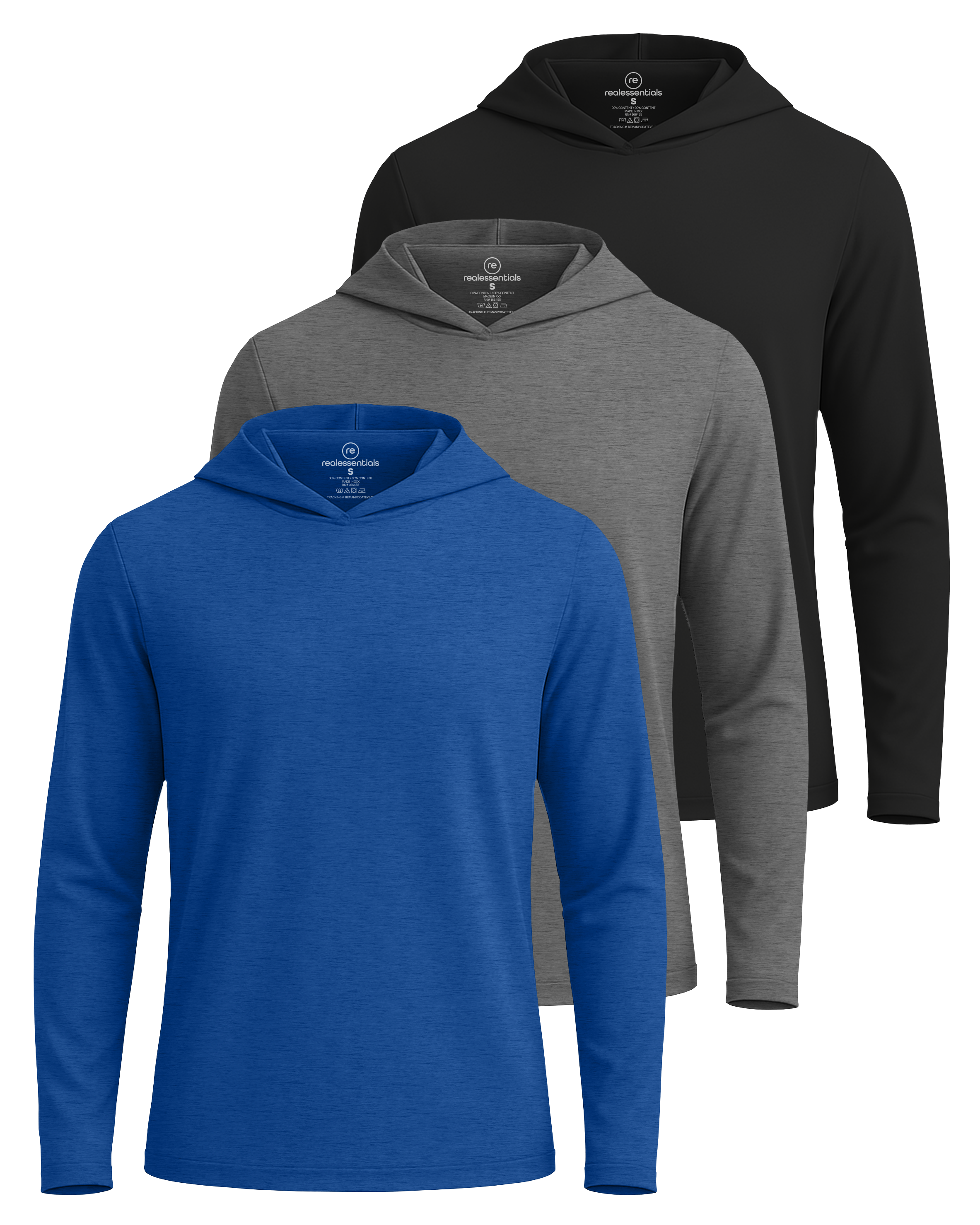 3 Pack: Mens Dry Fit Active Hoodie Pullover Sweatshirt