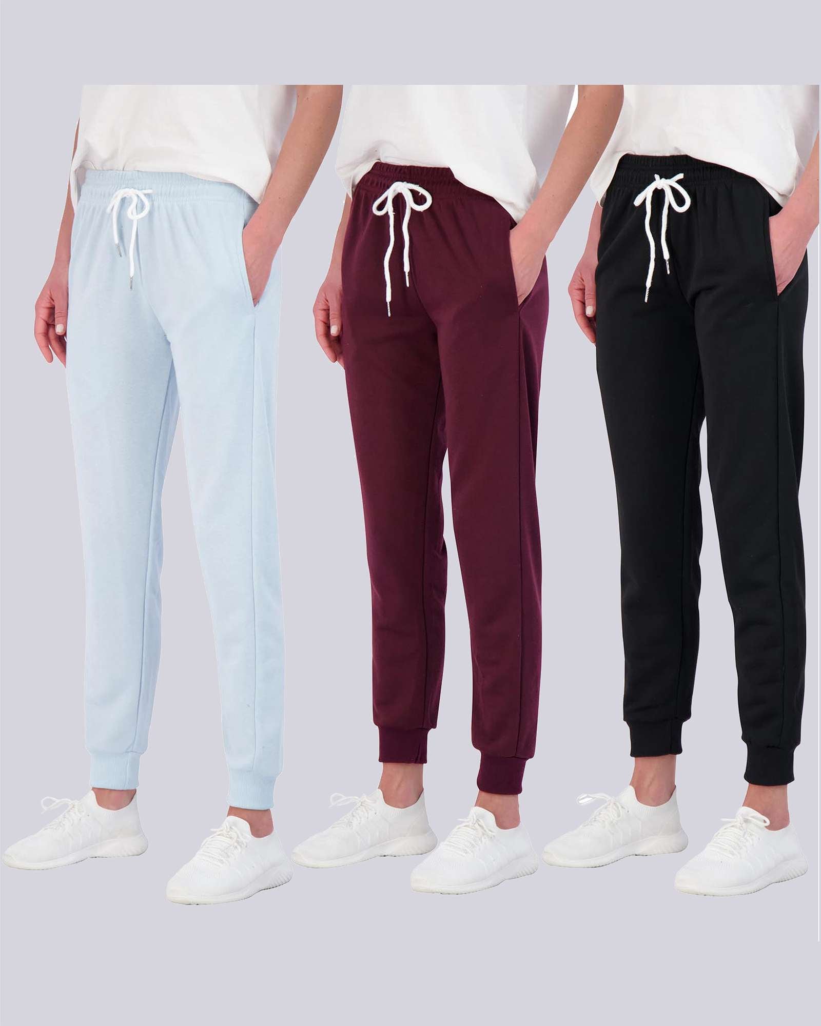 3 Pack: Womens French Terry Lounge Jogger Sweatpants