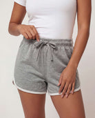 Real Essentials 4 Pack Women's Fleece Dolphin Shorts Lounge Sweatshorts Comfy Sleep Pajama - Solid Black, Solid Burgundy, Grey Heather