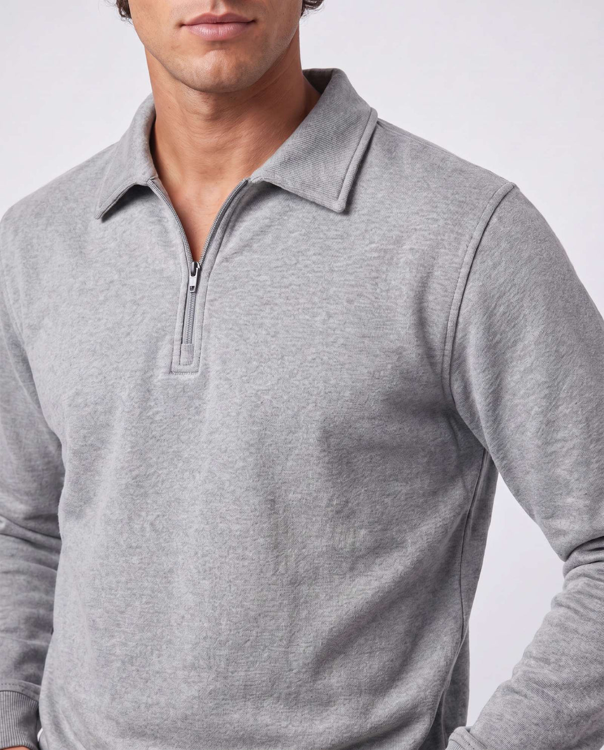 Real Essentials 2 Pack Mens Fleece Quarter Zip Sweatshirt Sweater Collared Long Sleeve Top - Solid Burgundy, Grey Heather
