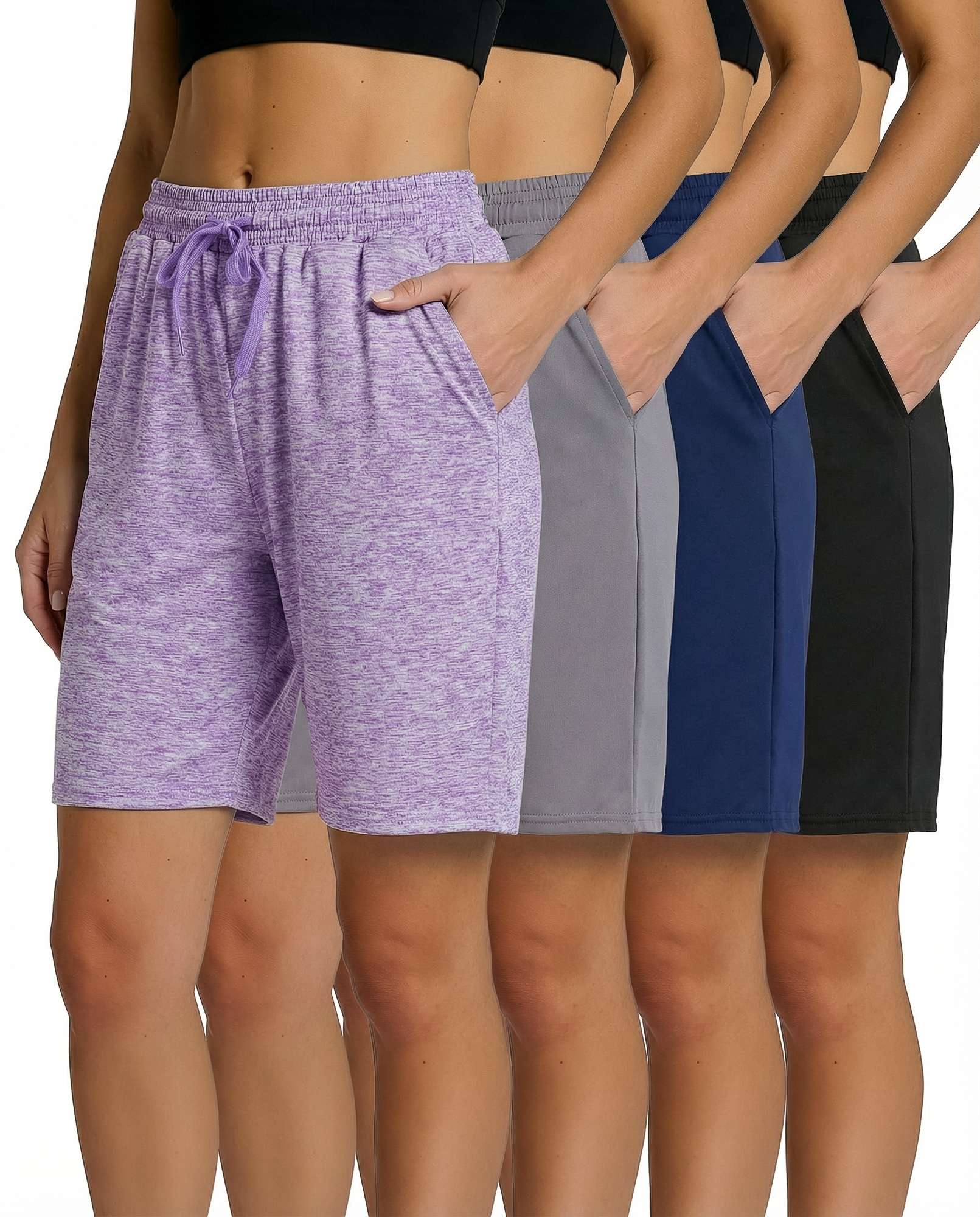 4 Pack: Womens Dry-Fit 7" Bermuda Shorts