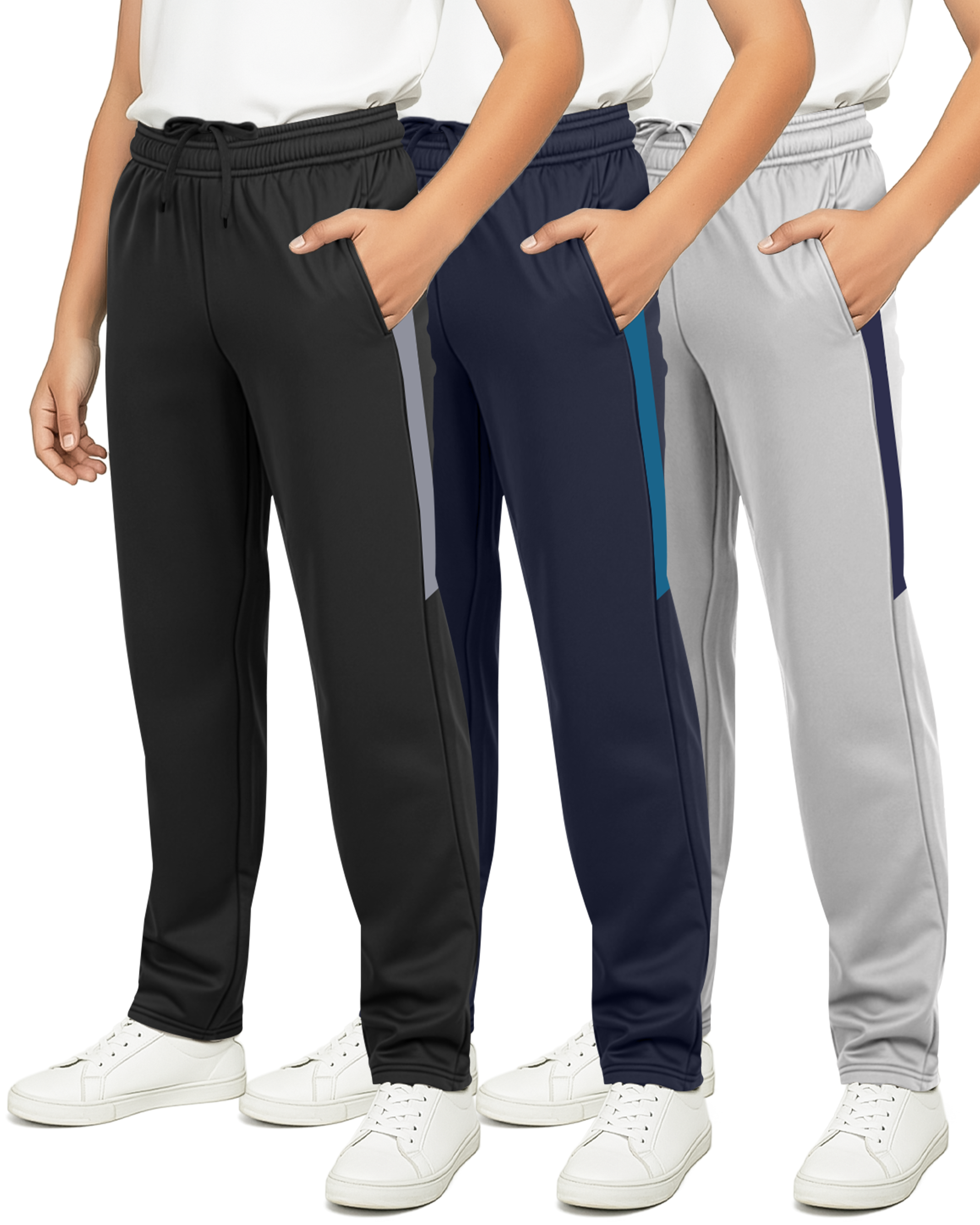 3 Pack: Boys Tricot Open Bottom Fleece-Lined Sweatpants