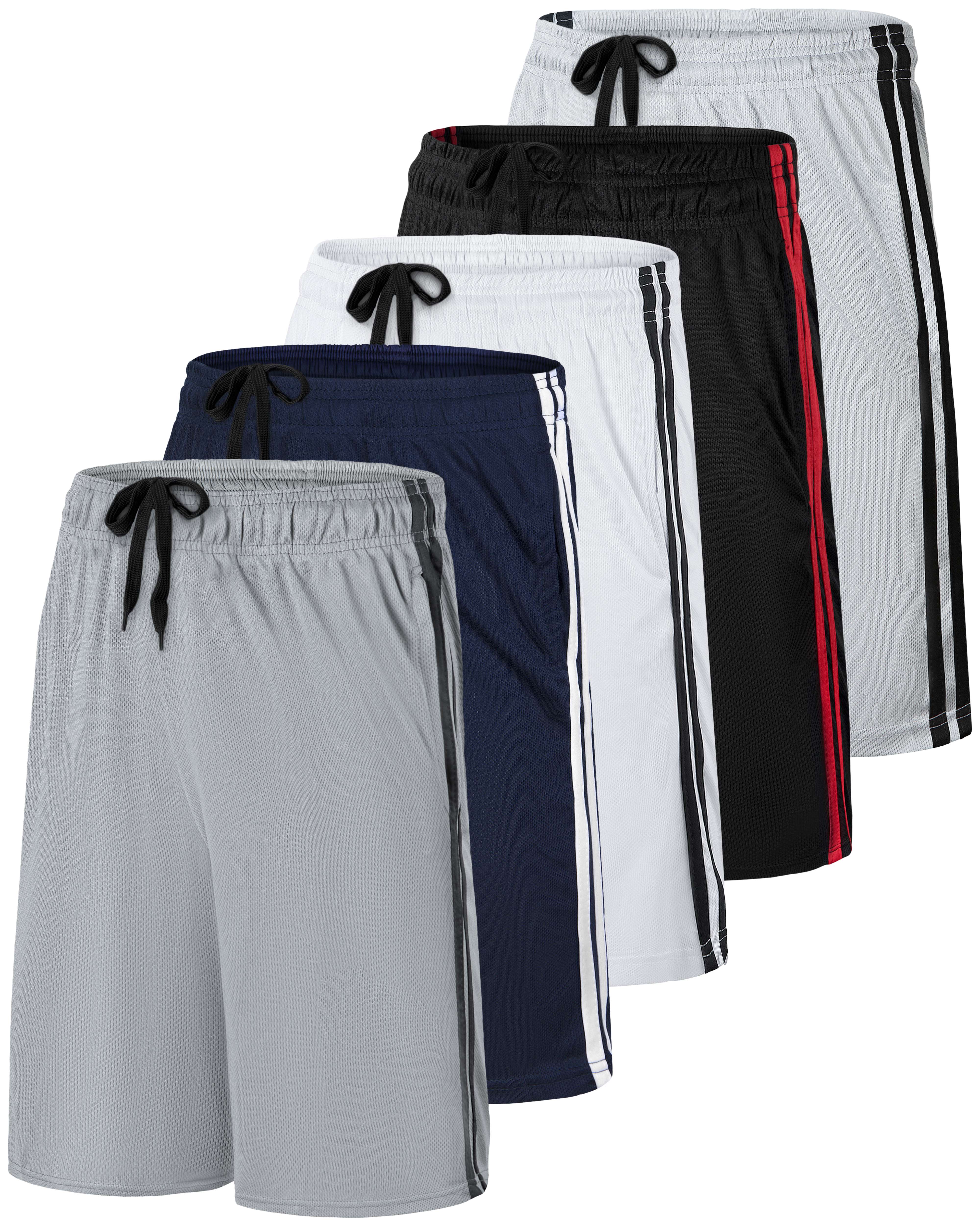 5 Pack: Men's Mesh Athletic Gym Shorts