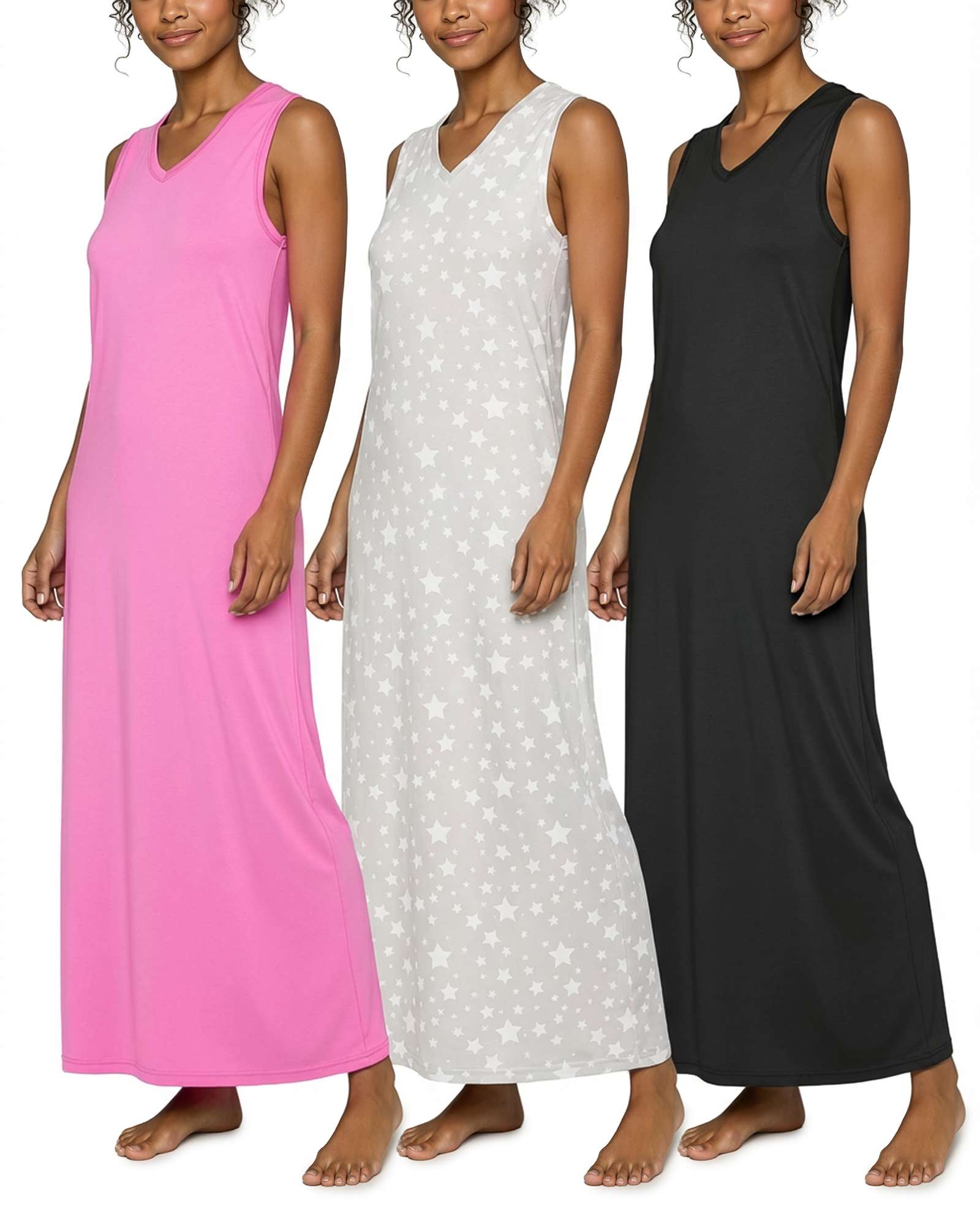 3 Pack: Women's Soft Tank Nightgown (Available in Plus Size)
