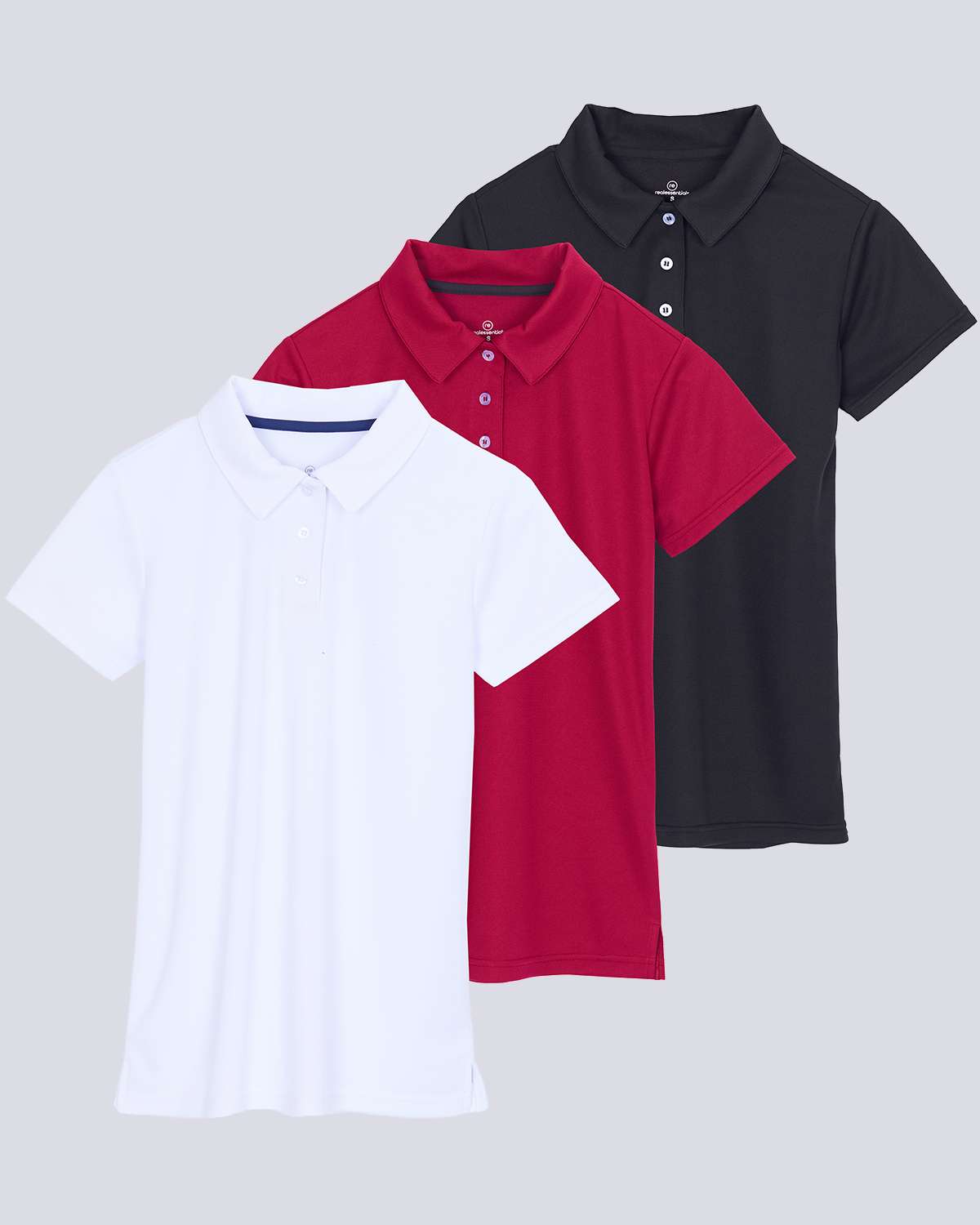 3 Pack: Womens Short Sleeve Dry-Fit Performance Polo Shirt (Available In Plus Size)