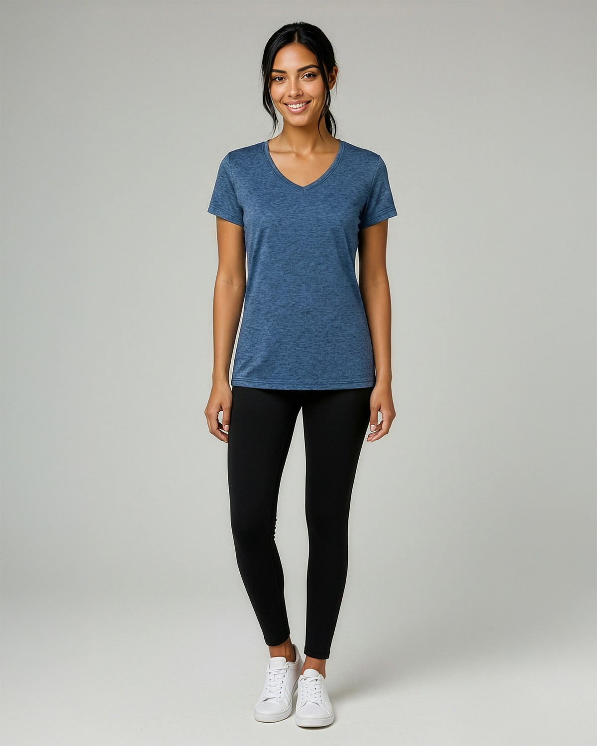 Real Essentials 5 Pack Womens Dry Fit V Neck Workout Tops Athletic T Shirts Gym Yoga Tees - Set 8
