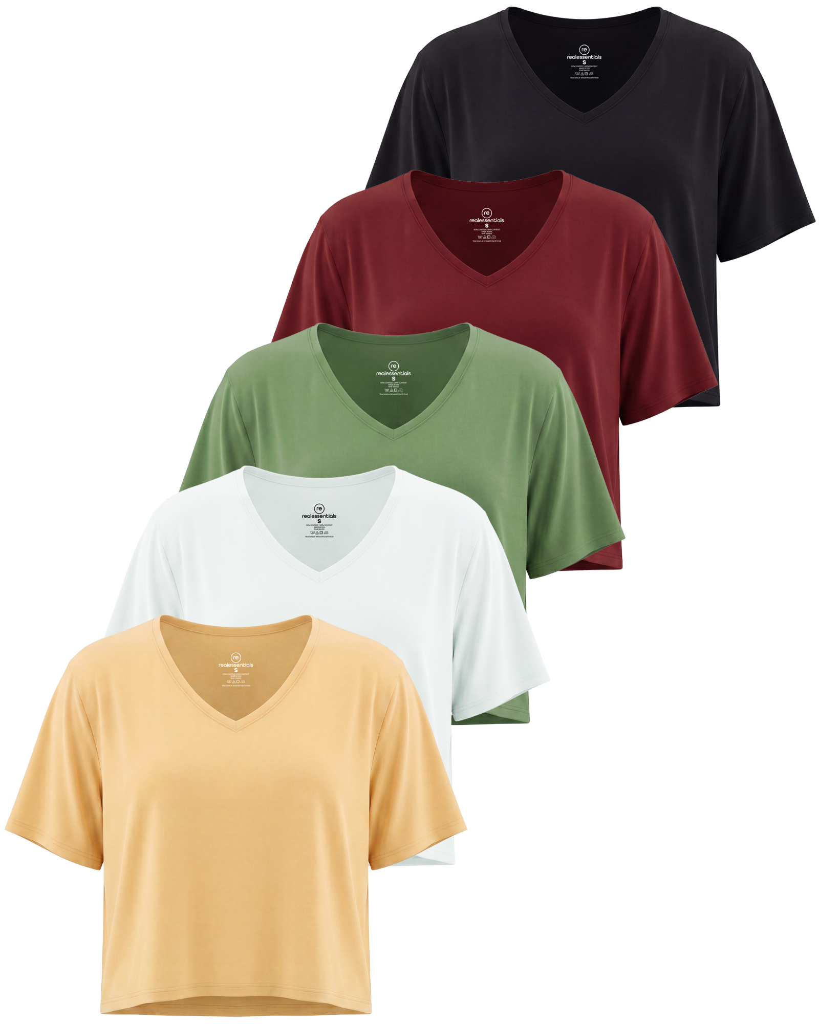 5 Pack: Women's Dry-Fit Short Sleeve V-Neck Crop Top