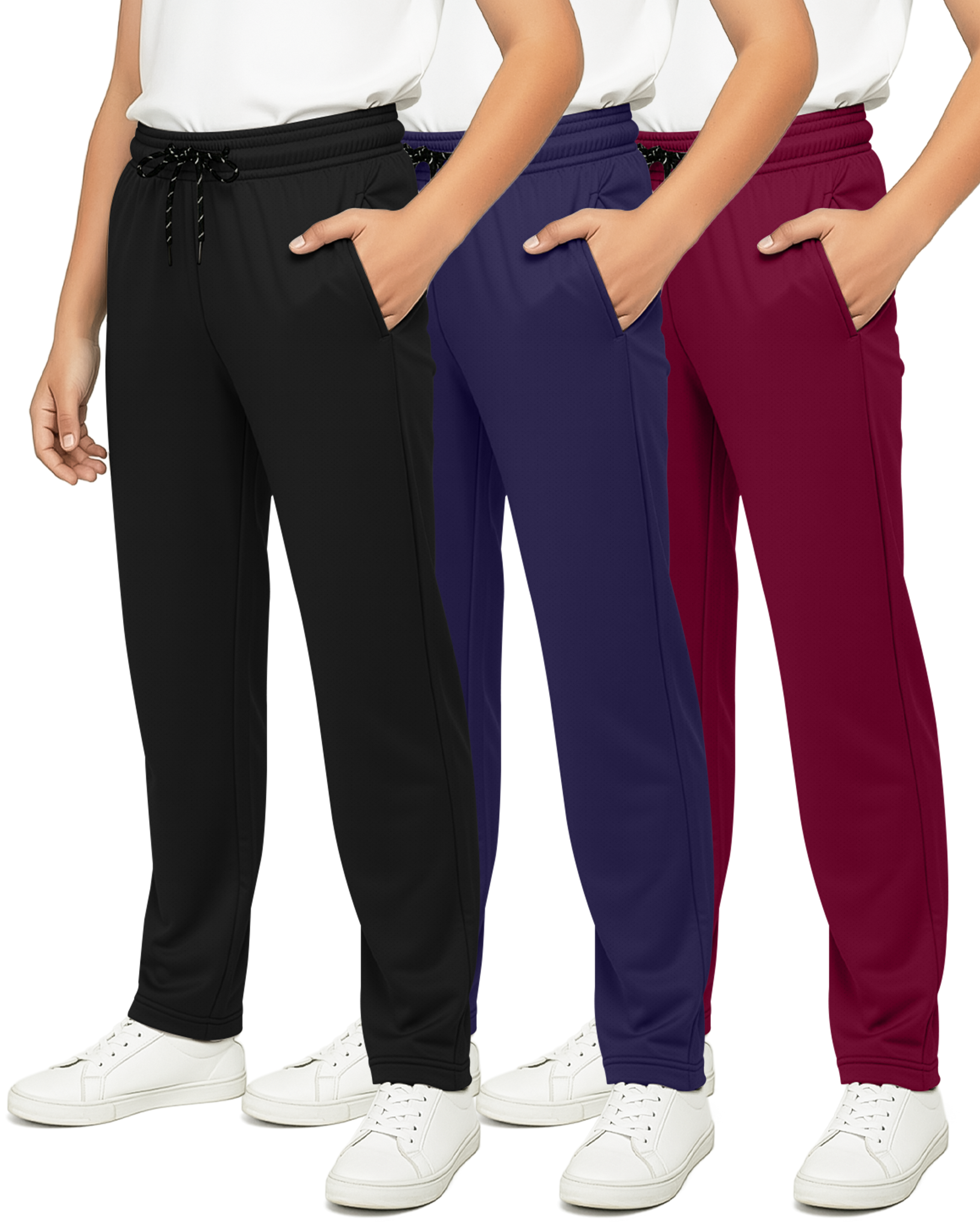 3 Pack: Boys Mesh Open Bottom Active Sweatpants
