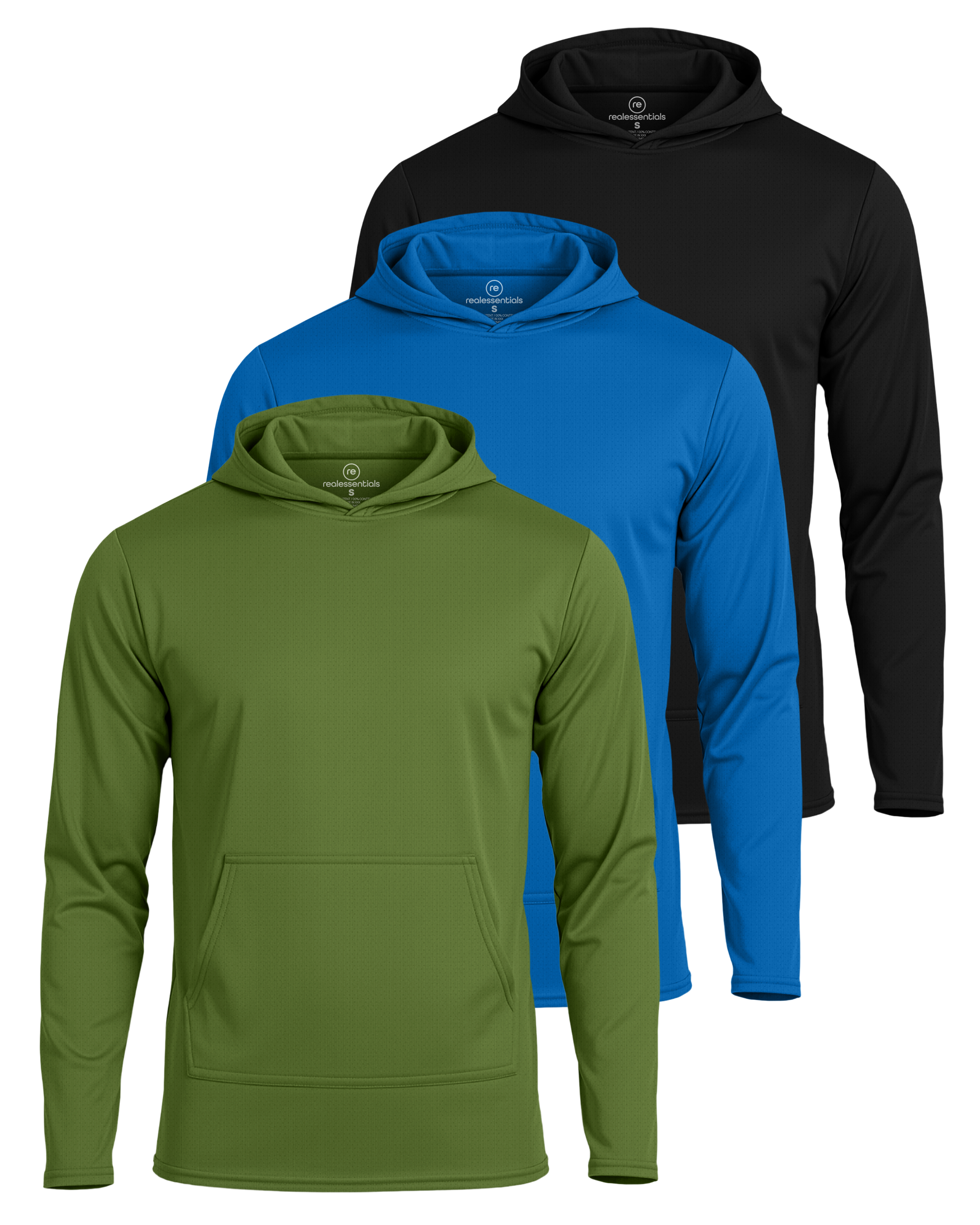 3 Pack: Mens Mesh Pullover Hoodie