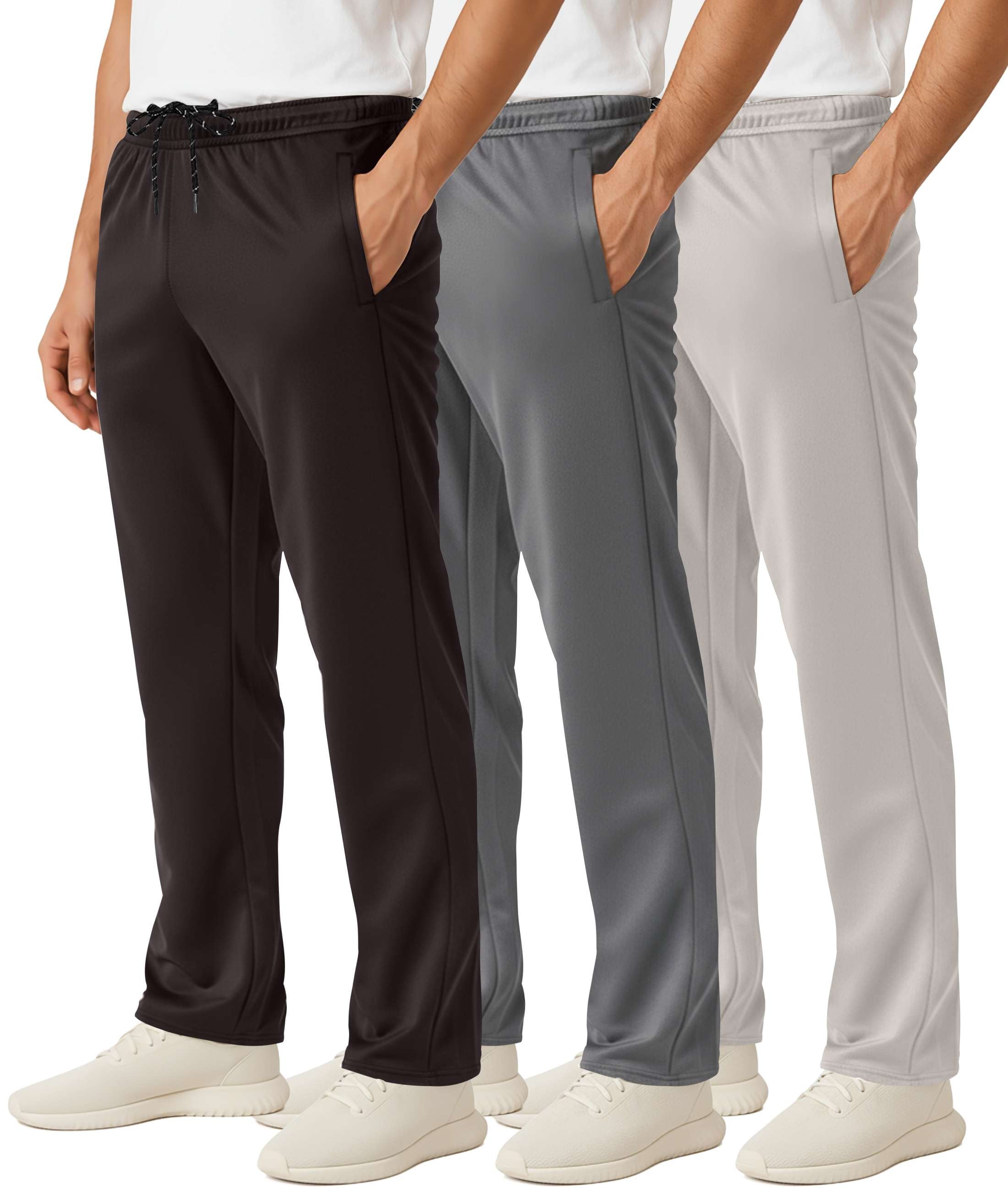 3 Pack: Mens Mesh Active Open Bottom Sweatpants
