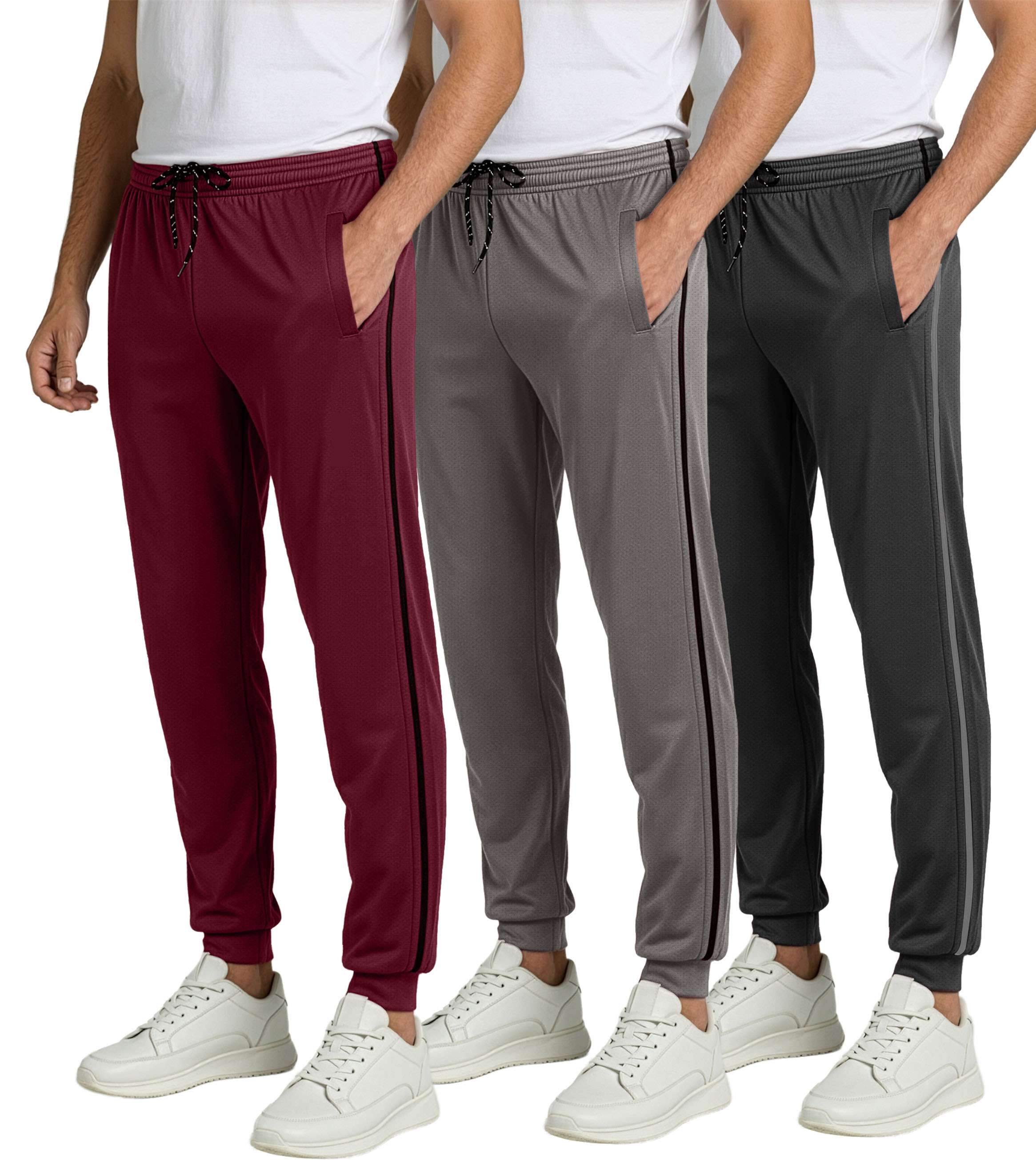 3 Pack: Mens Mesh Active Jogger Sweatpants
