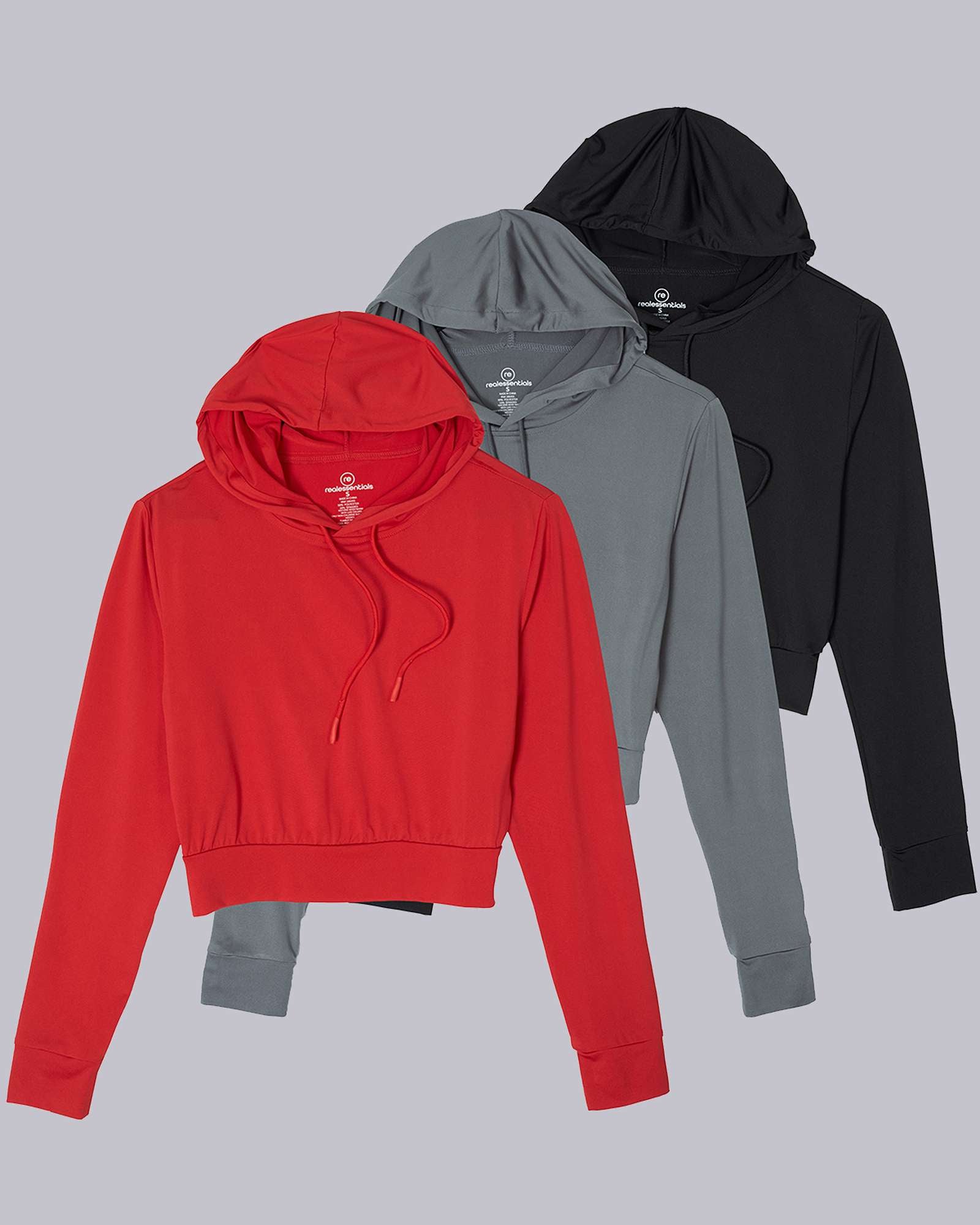 3 Pack: Women's Long Sleeve Cropped Hoodie
