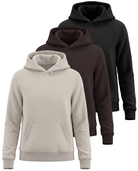 Real Essentials 3 Pack Girls' Fleece Pullover Hoodies Sweatshirts Sweaters Kids Teens Tops - Solid Black, Solid Choc. Torte, Solid Moonbeam