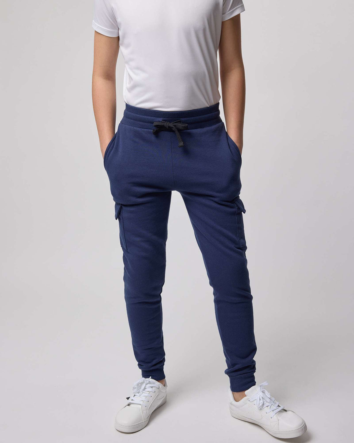 Real Essentials 3 Pack Boys' Cotton Cargo Fleece Joggers Sweatpants Pockets Athletic Kids - Set 3