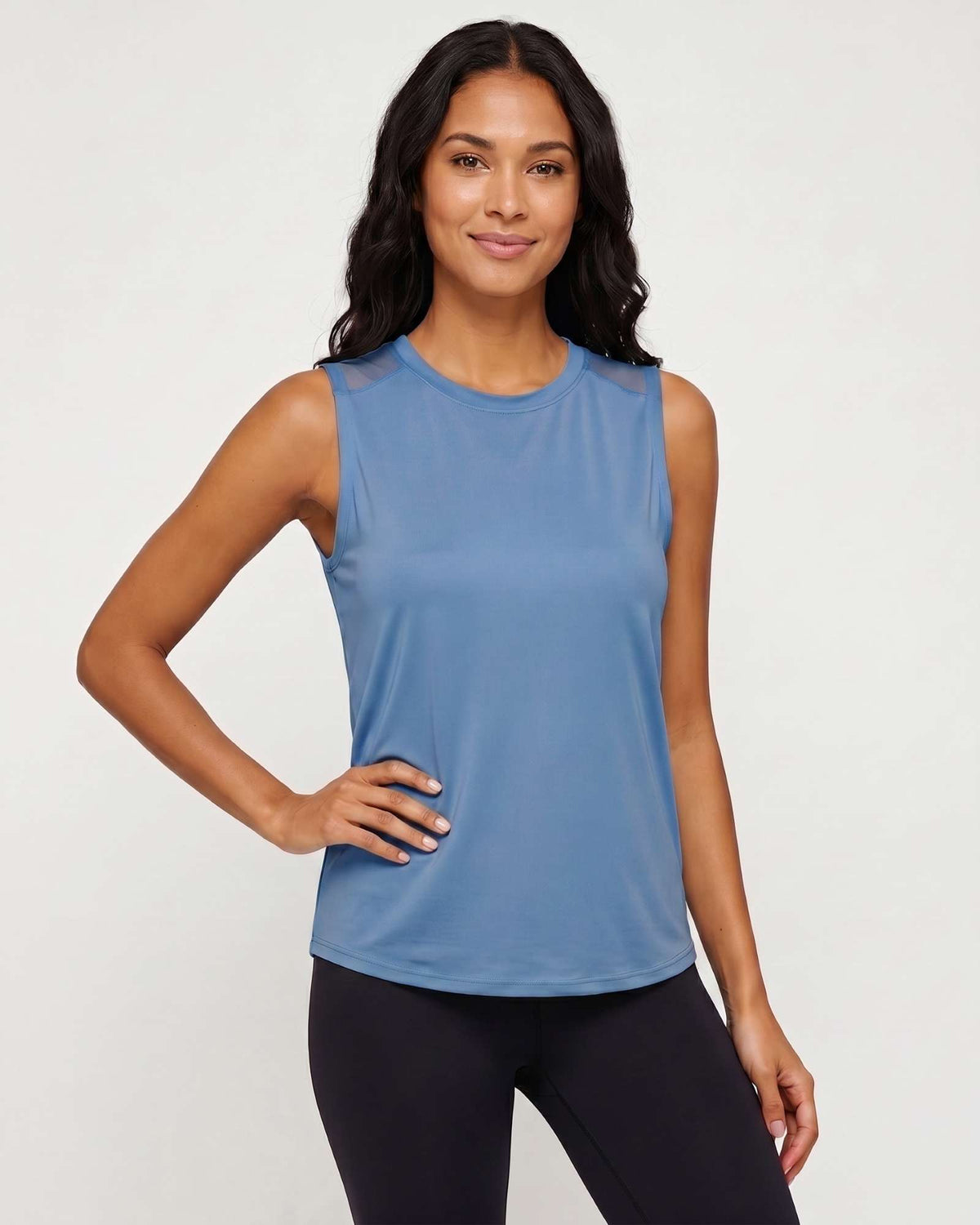 Real Essentials 5 Pack Women's Dry Fit Tank Tops Sleeveless Racerback Athletic Workout - Set 2