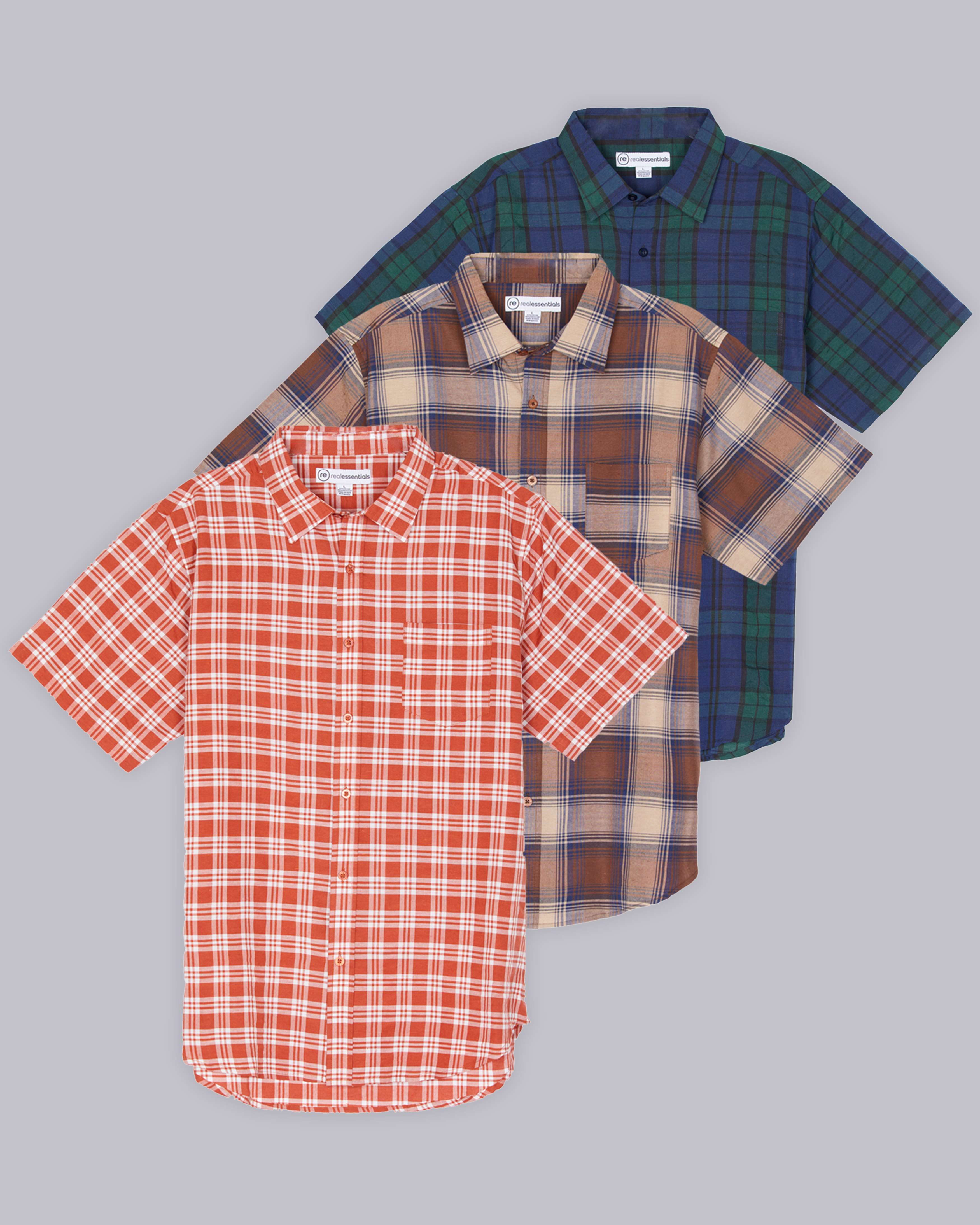 3 Pack: Men's Regular-Fit Short Sleeve Woven Shirt