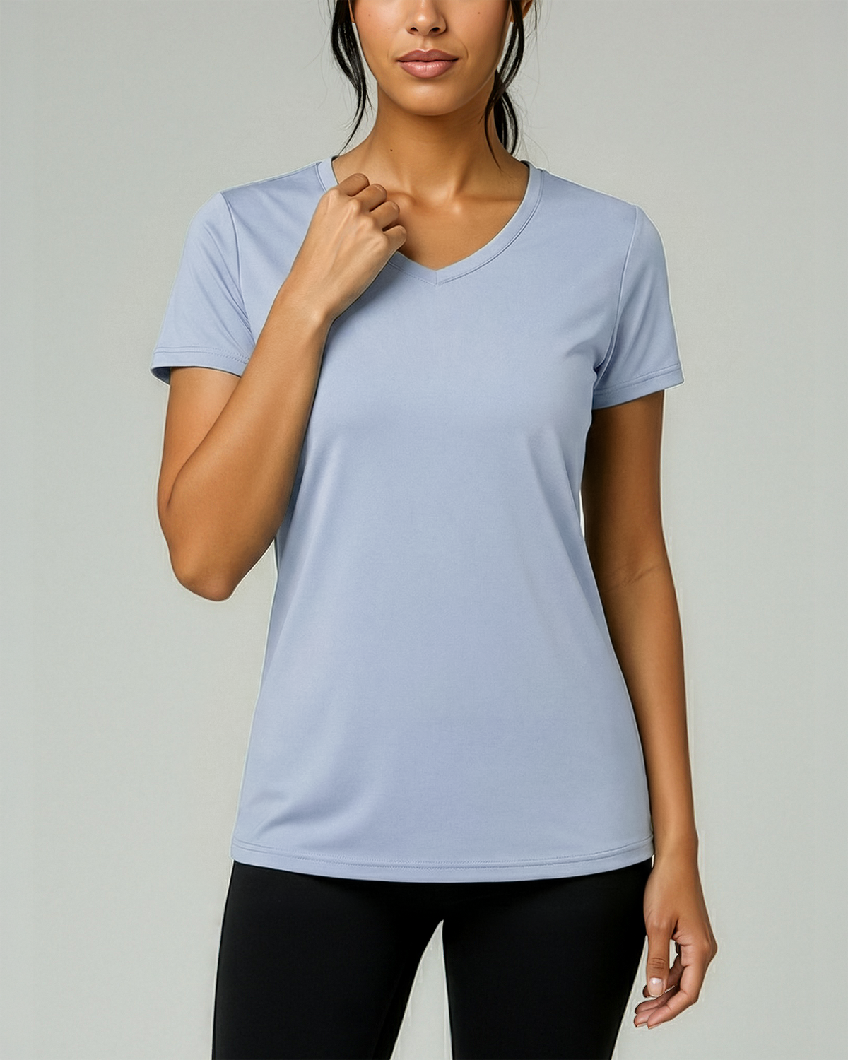 Real Essentials 5 Pack Womens Dry Fit V Neck Workout Tops Athletic T Shirts Gym Yoga Tees - Set 16