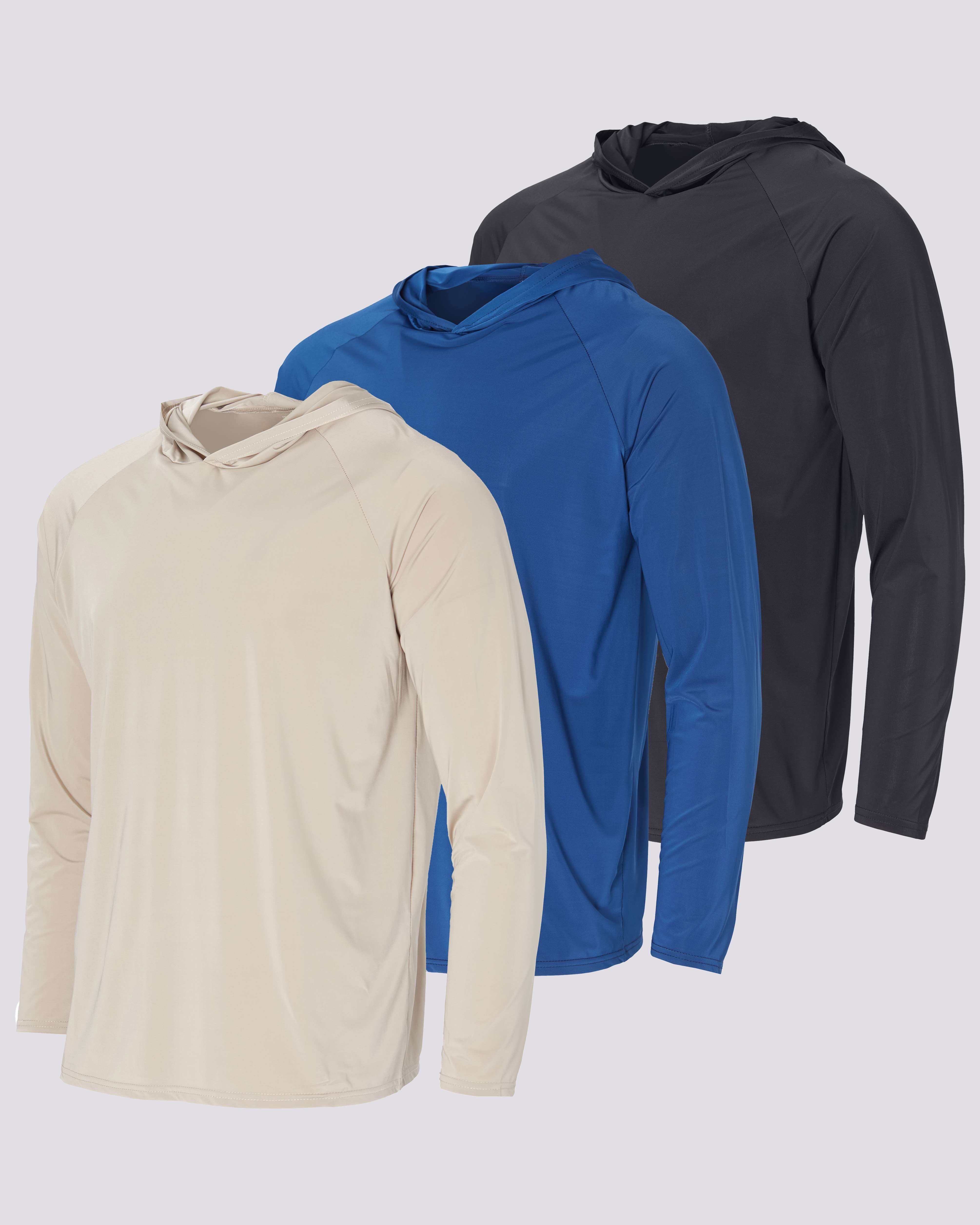 3 Pack: Men's Rash Guard Hoodie (Available In Big & Tall)