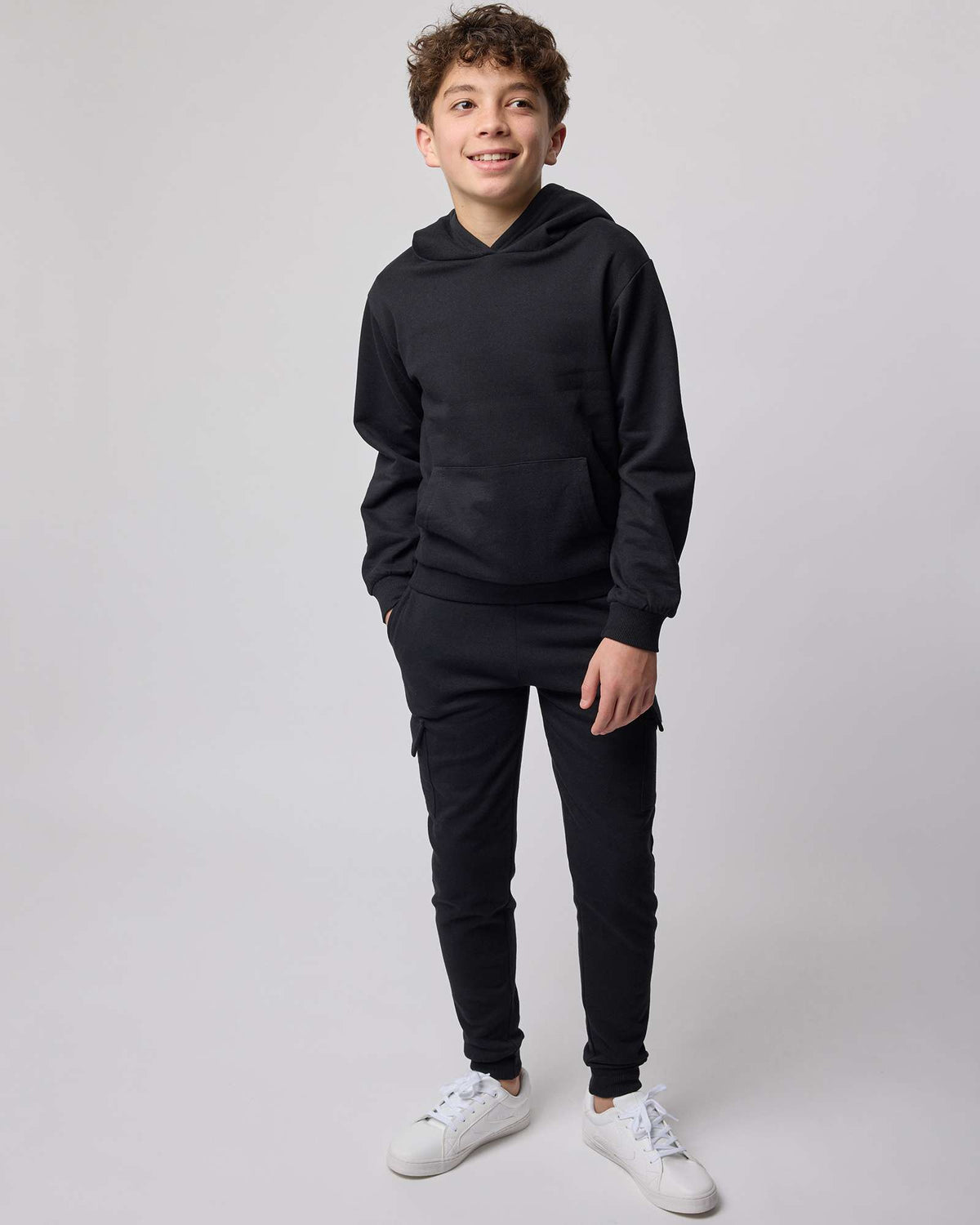 Real Essentials 3 Pack Boys' Cotton Cargo Fleece Joggers Sweatpants Pockets Athletic Kids - Set 1