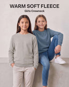 Real Essential 3 Pack Girls' Fleece Crewneck Sweatshirts Sweaters Kids Teens Pullover Tops - Solid Black, Solid Dove, Solid Copen Blue