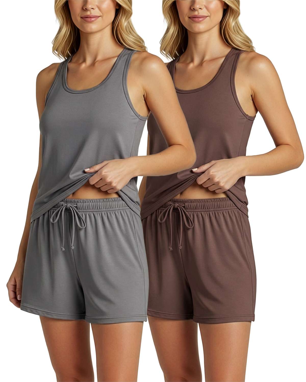 4 Pack: Women's Super-Soft Tank Top and Short Pajama Set (Available in Plus Size)