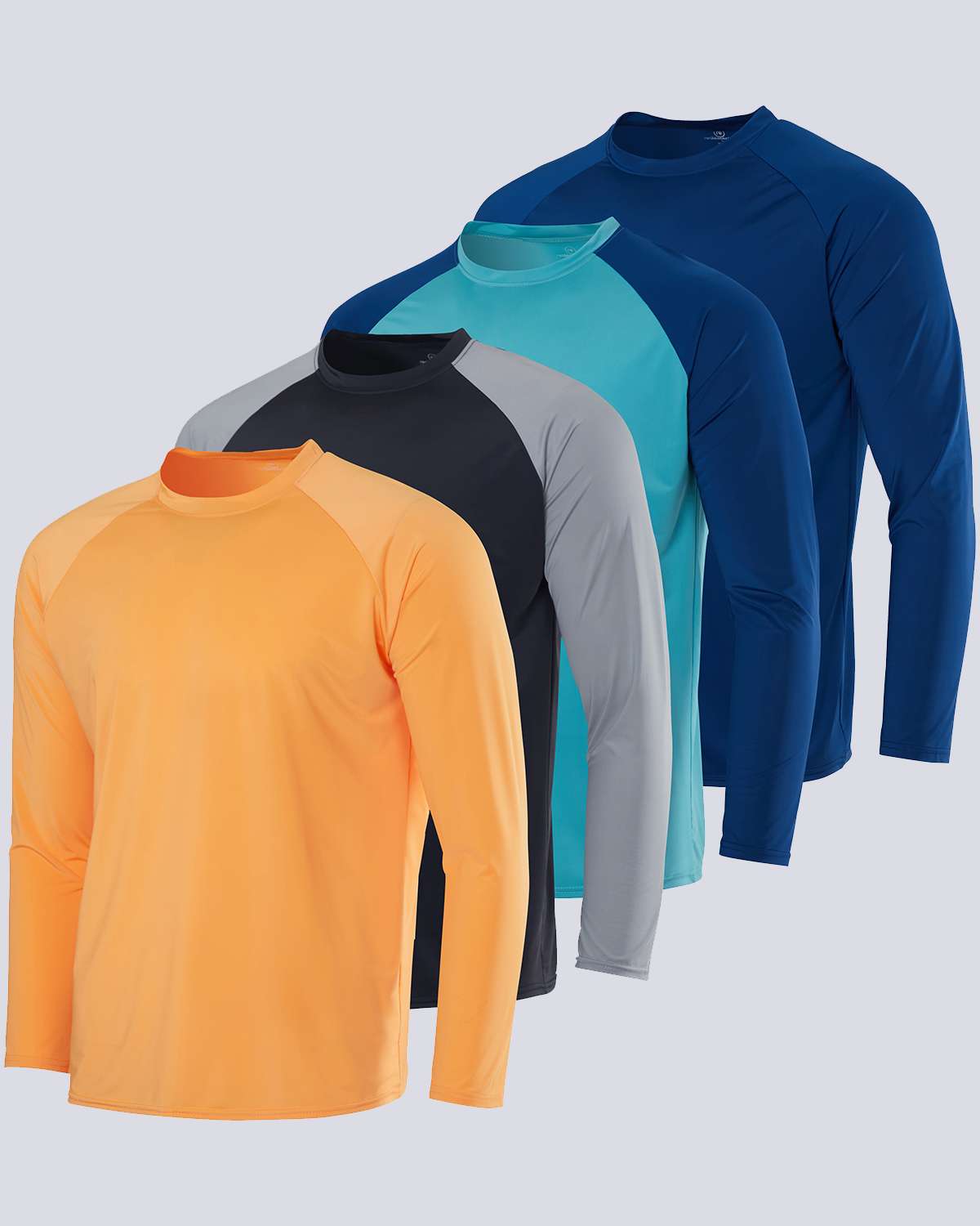 4 Pack: Men's Long Sleeve Rash Guard Shirt (Available In Big & Tall)