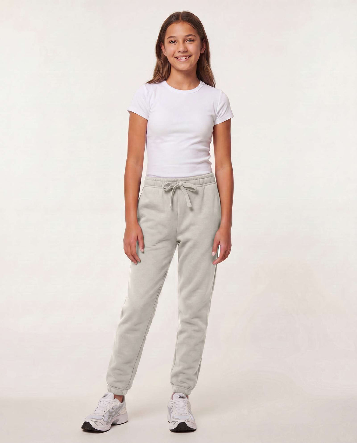 Real Essentials 3 Pack Girls' Cotton Fleece Joggers Sweatpants Kids Teens Pants Sweats - Solid Black, Solid Choc. Torte, Solid Moonbeam