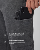 Real Essentials 3 Pack Mens Fleece Cargo Joggers Sweatpants Cuffed Athletic Gym Pockets - Solid Black, Solid Stormy Weather, Grey Heather