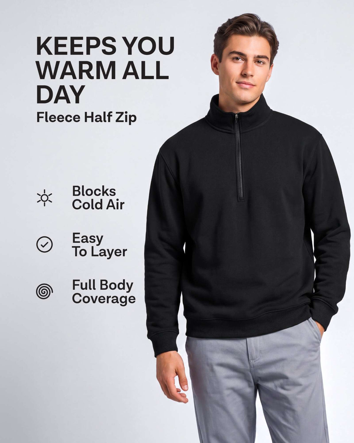 Real Essentials 2 Pack Mens Fleece Sweatshirt Sweater Half Zip Pullover Long Sleeve Casual - Solid Chocolate Torte, Solid Pine Grove