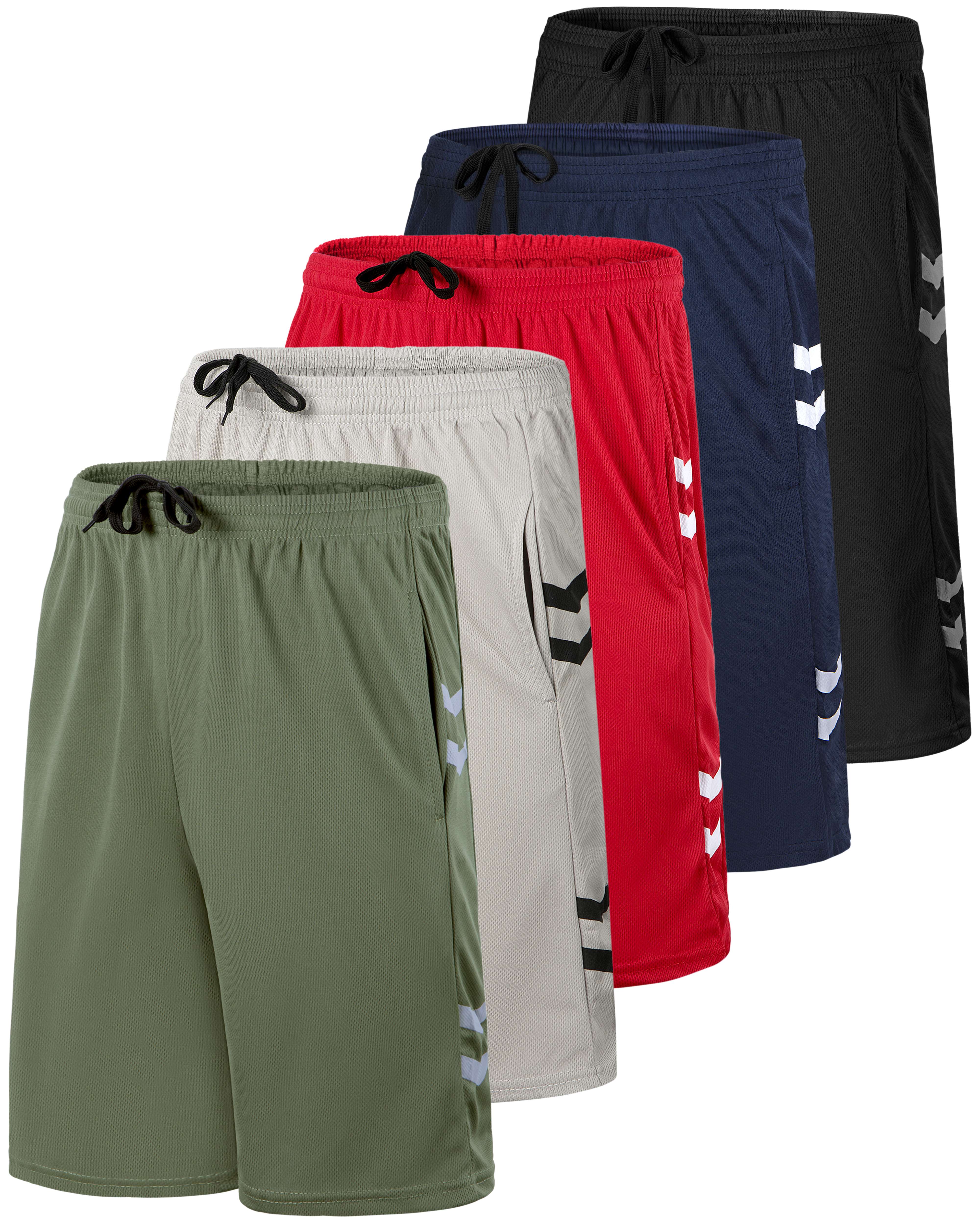 5 Pack: Men's Mesh Athletic Gym Shorts