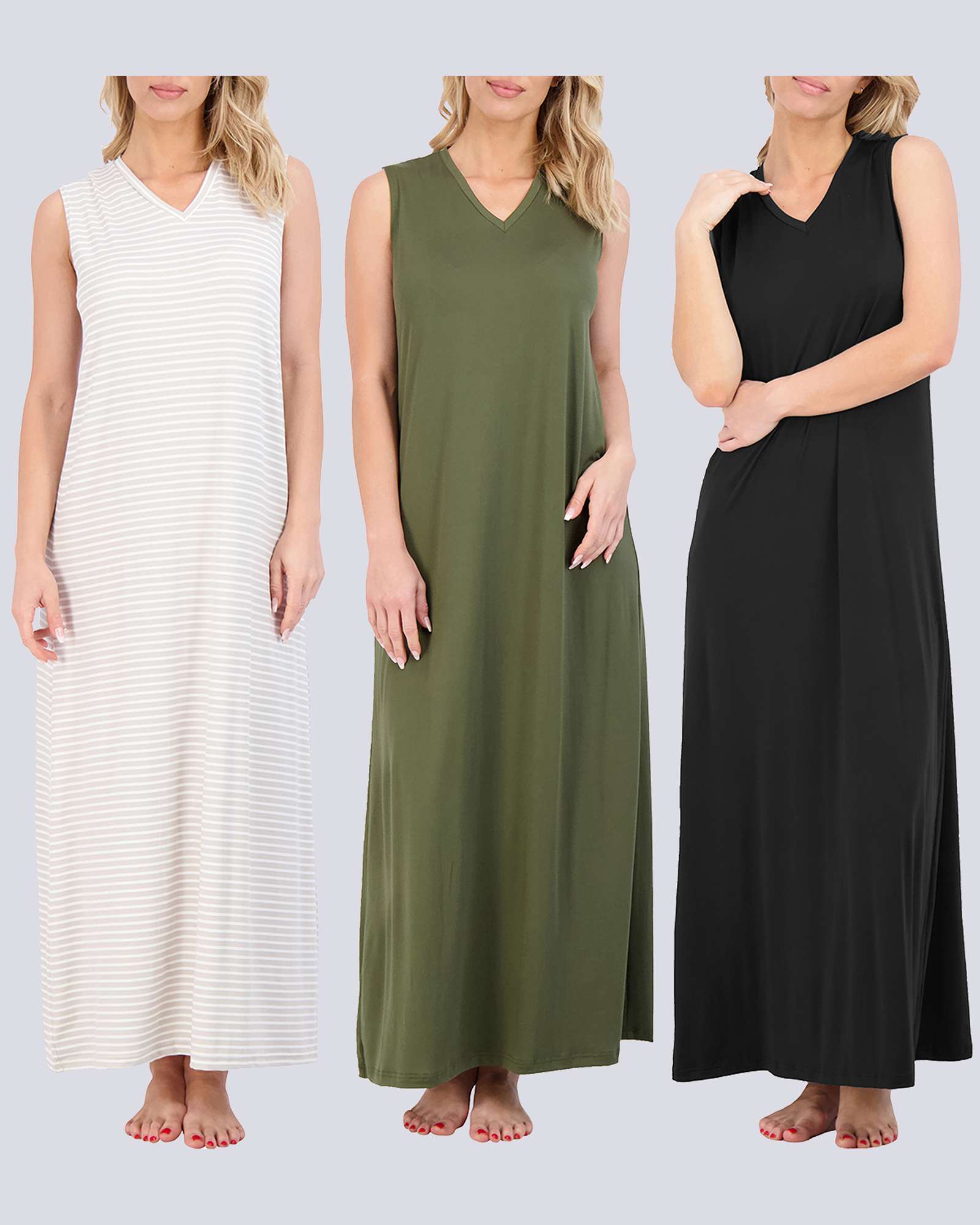 3 Pack: Women's Soft Tank Nightgown (Available in Plus Size)