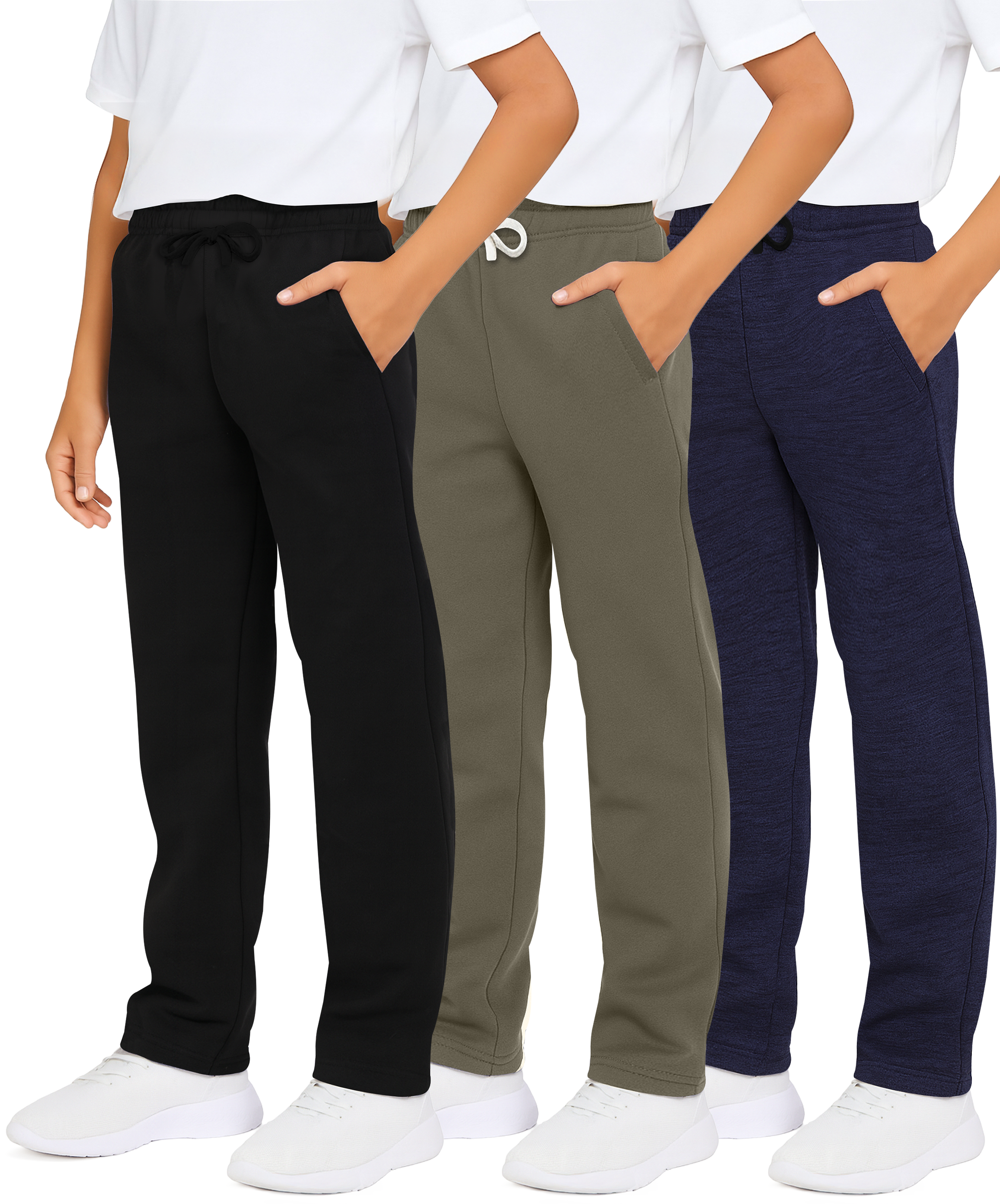 3 Pack: Boys Fleece Open Bottom Sweatpants