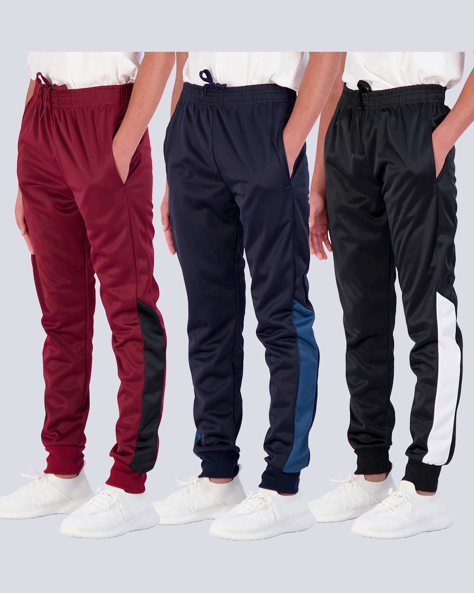 3 Pack: Boys Active Fleece-Lined Tricot Jogger Sweatpants