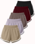 Real Essentials 5 Pack Women's Dry Fit Dolphin Shorts Athletic Running Workout Gym Hiking - Set 6
