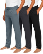 Real Essentials 3 Pack Boys' Pajama Sweatpants Joggers Open Bottom Kids Teens PJs Sweats - Set 7