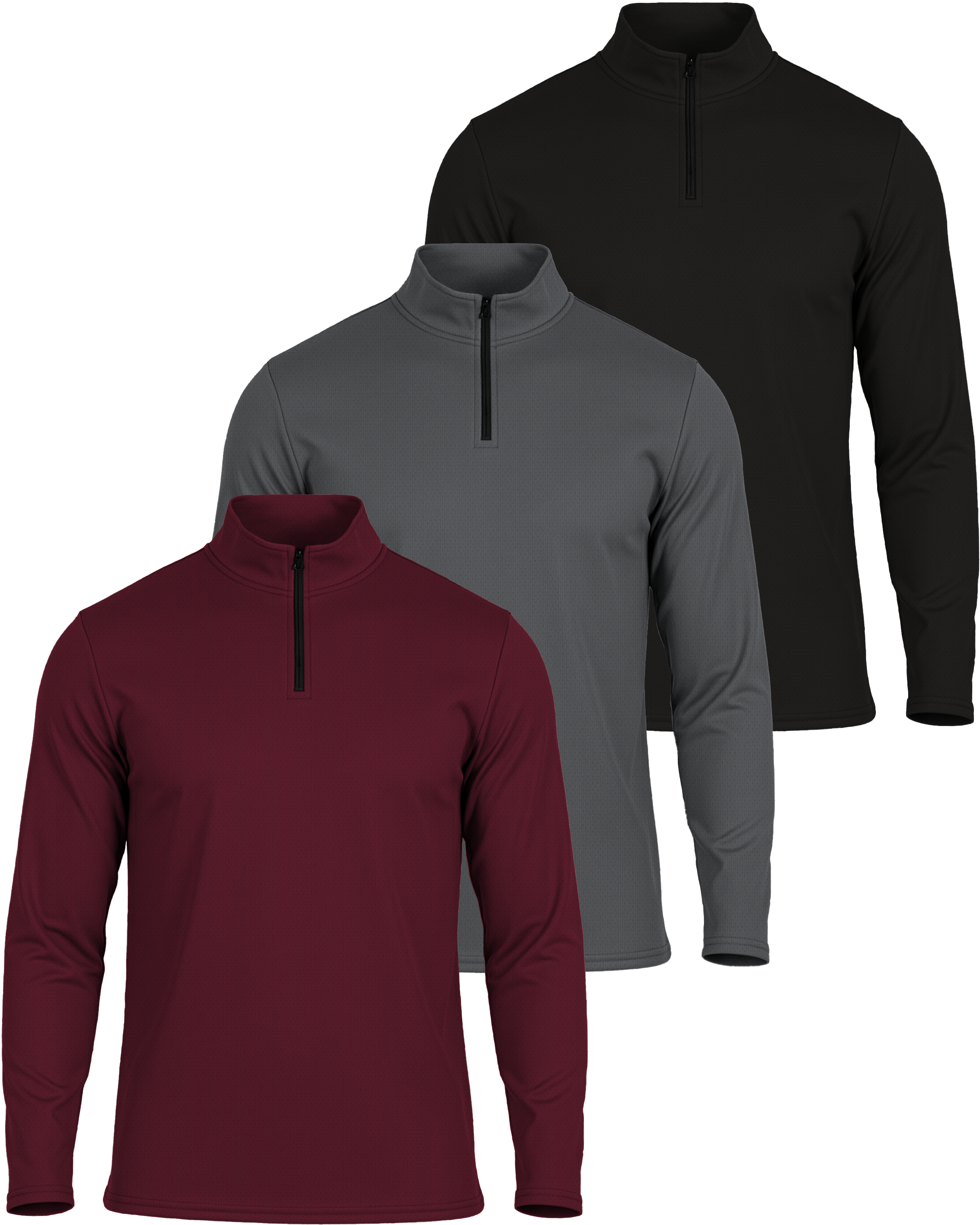3 Pack: Mens Mesh Active Quarter Zip Pullover