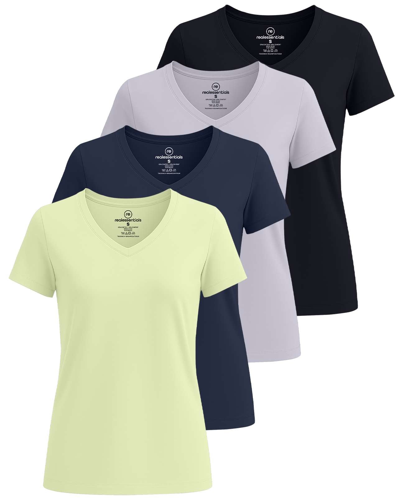 4 Pack: Women's Short-Sleeve V-Neck T-Shirt (Available in Plus Size)