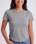 Real Essentials 3 Pack Women's Cropped Cap Sleeve Tops Cotton Basic Tees Going Out Shirts - Solid Black, Grey Heather, Solid Bright White