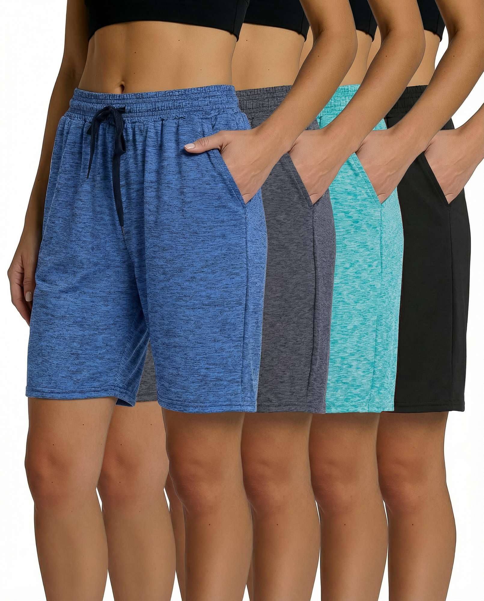 4 Pack: Womens Dry-Fit 7" Bermuda Shorts
