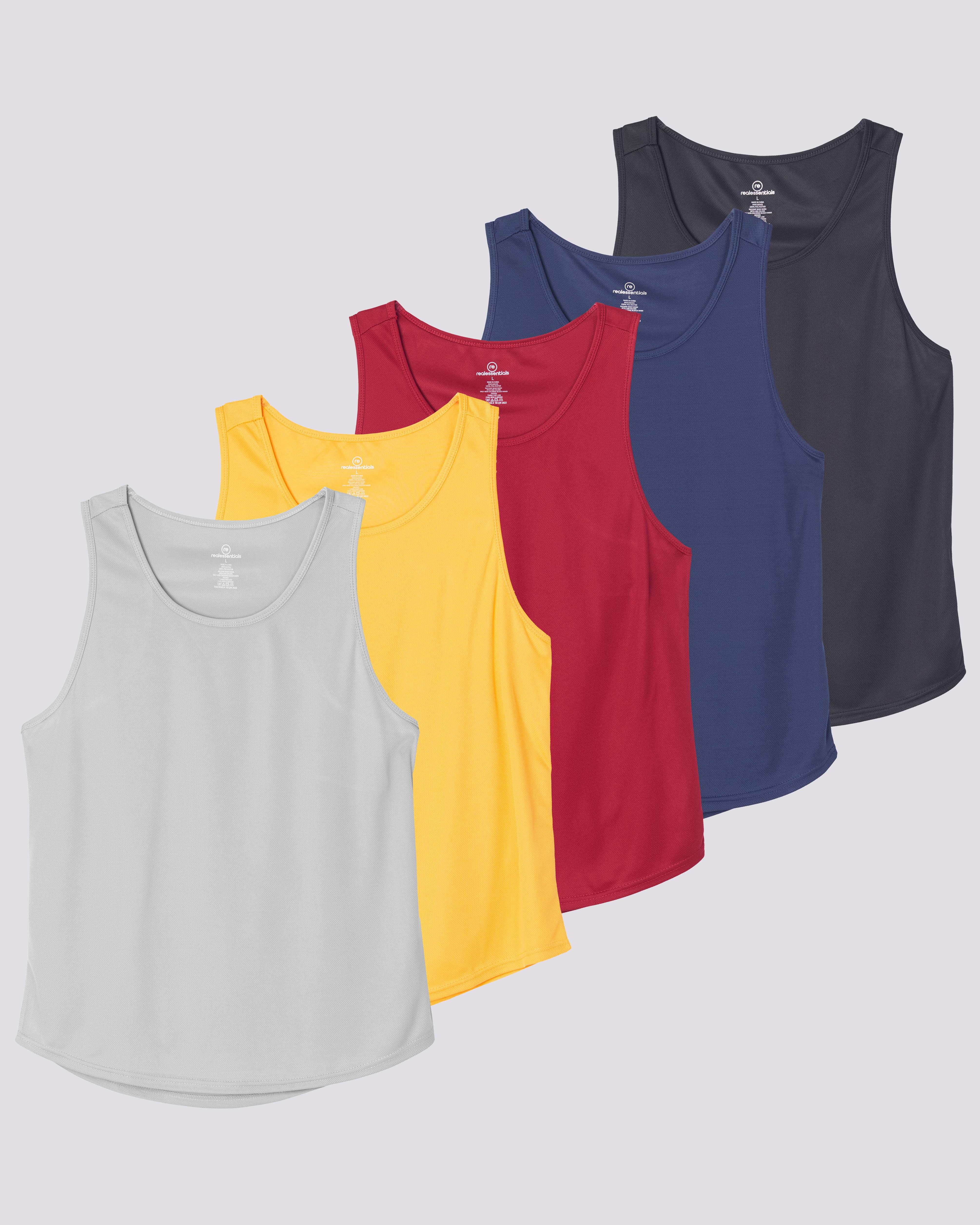 5 Pack: Men's Mesh Y-Back Muscle Tank Top (Available in Big & Tall)