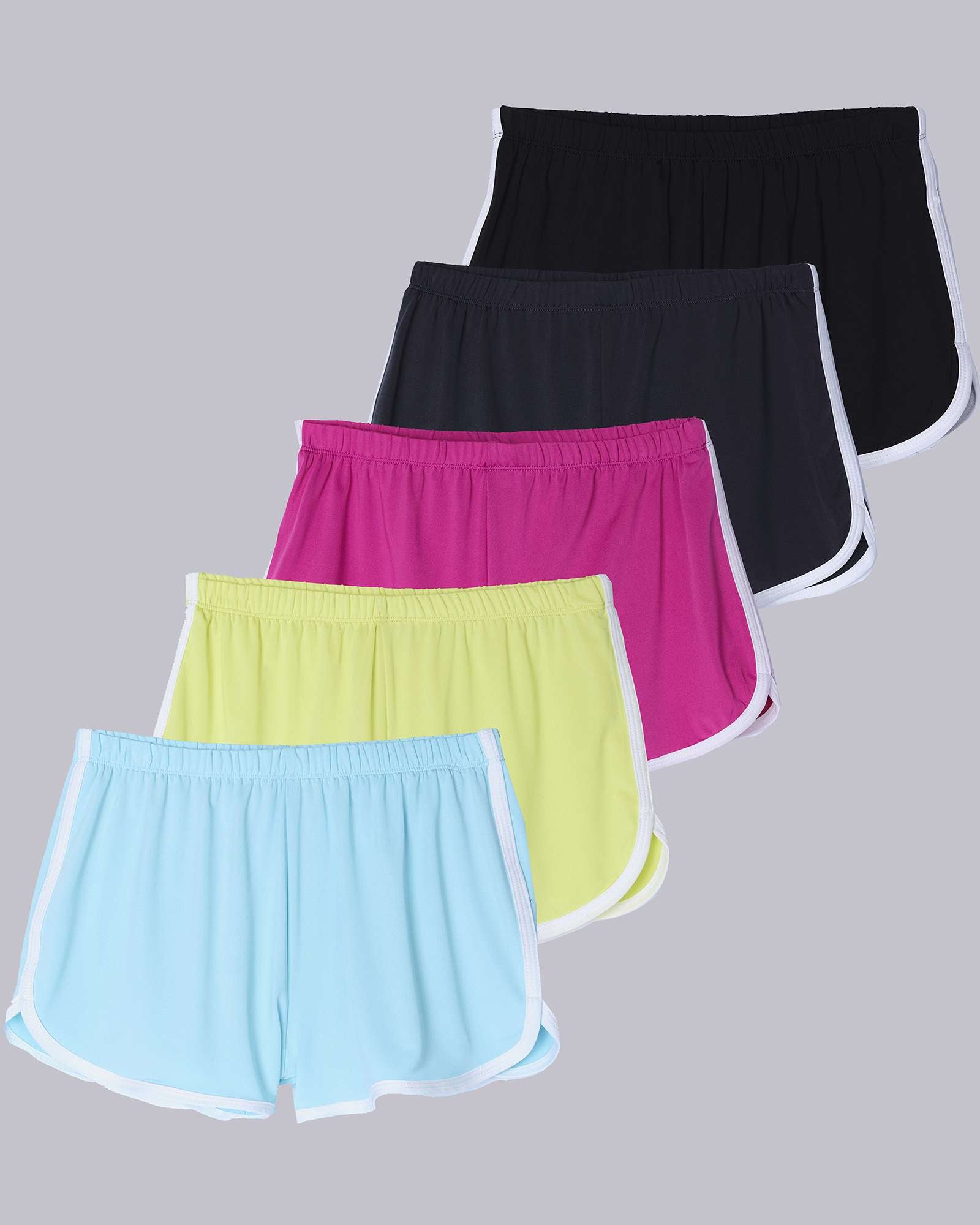 5 Pack: Girls' Dry-Fit Dolphin Shorts